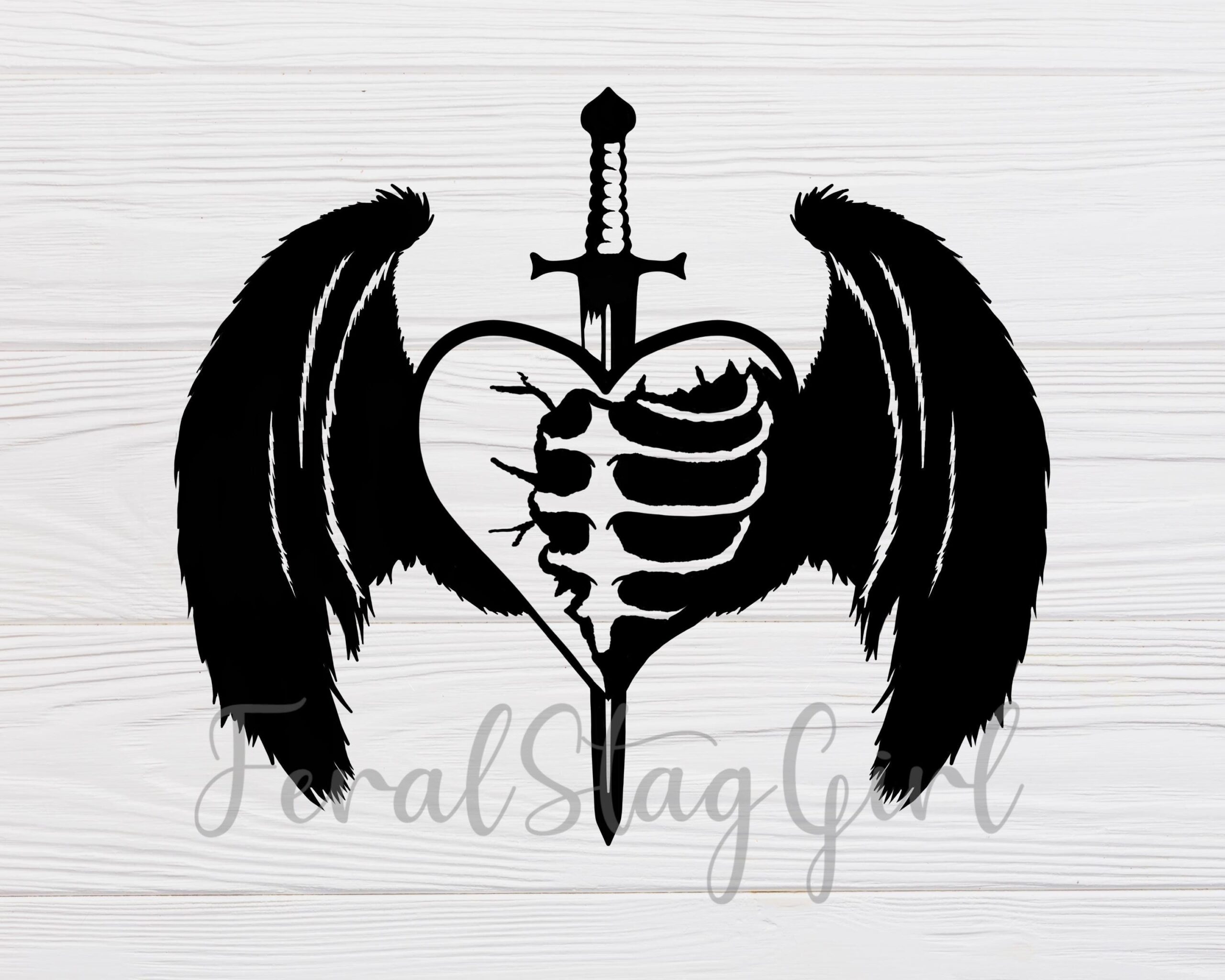 Broken Heart SVG Angel Wings SVG Skeleton SVG Gothic Svg Tattoo Svg Cricut Cutting File Pdf Png Digital Download Etsy Canada