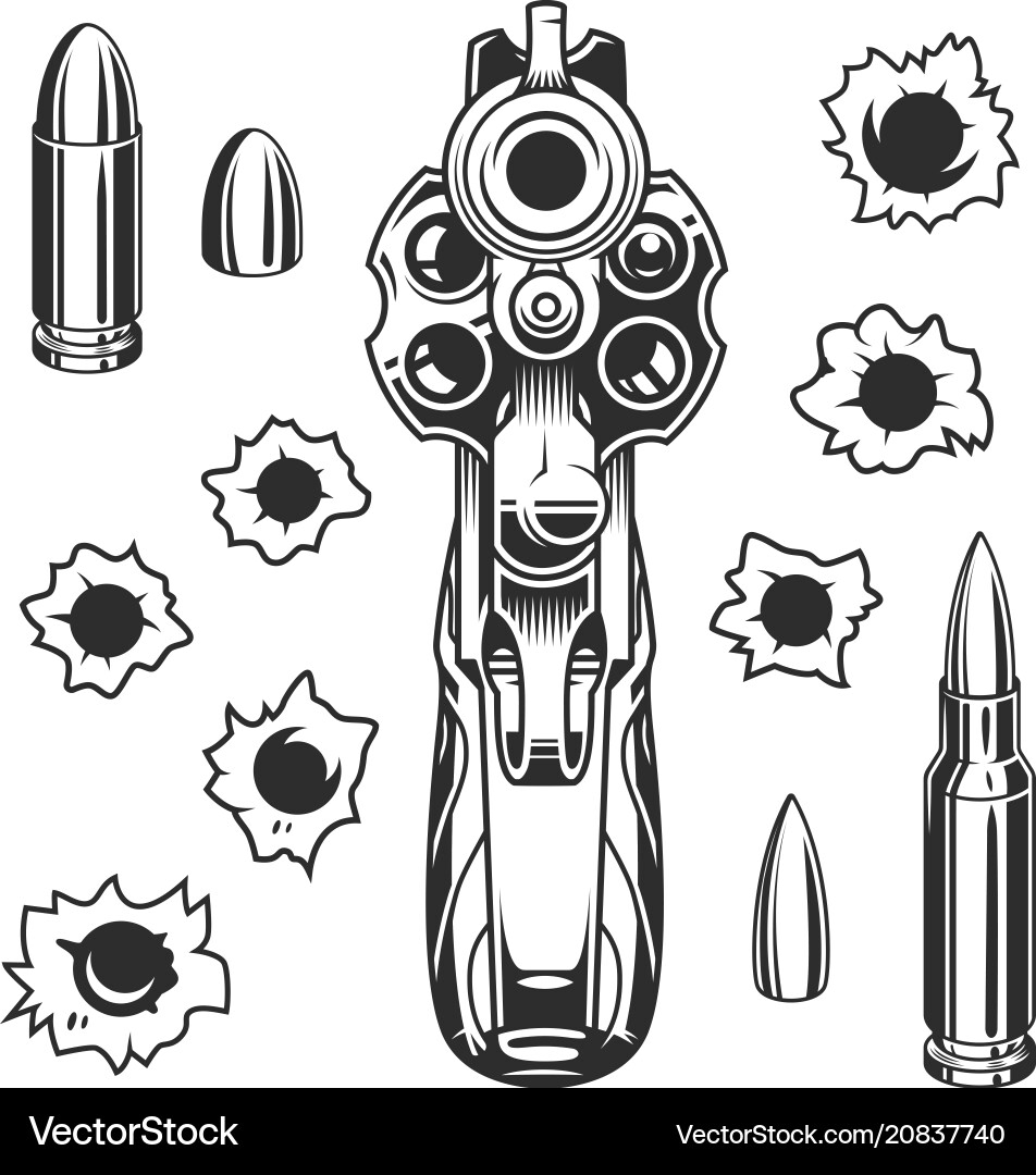 gun satule drawing with bullets