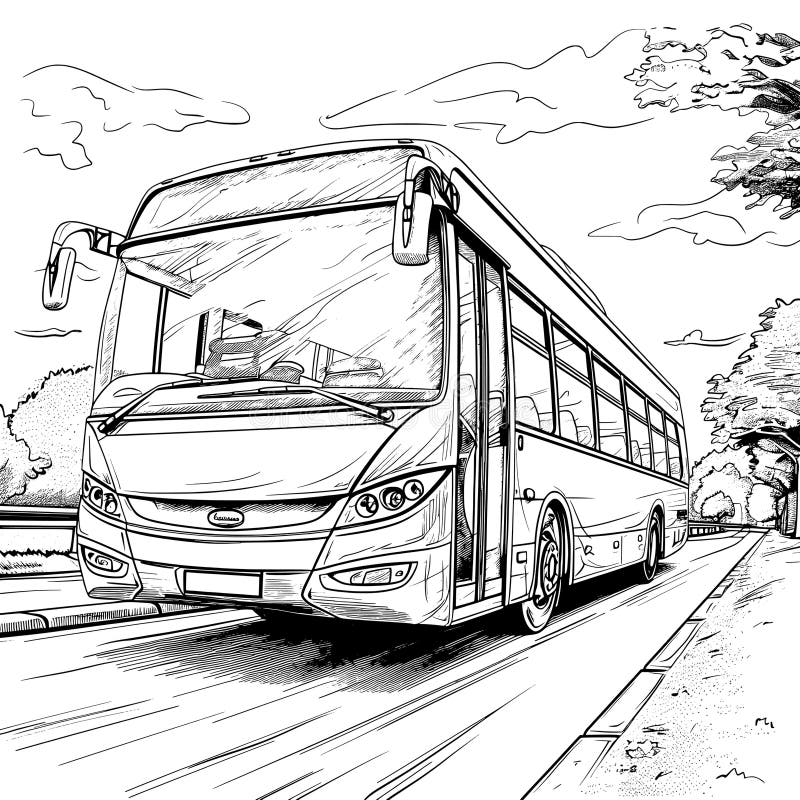Bus Drawing Road Stock Illustrations 6 368 Bus Drawing Road 