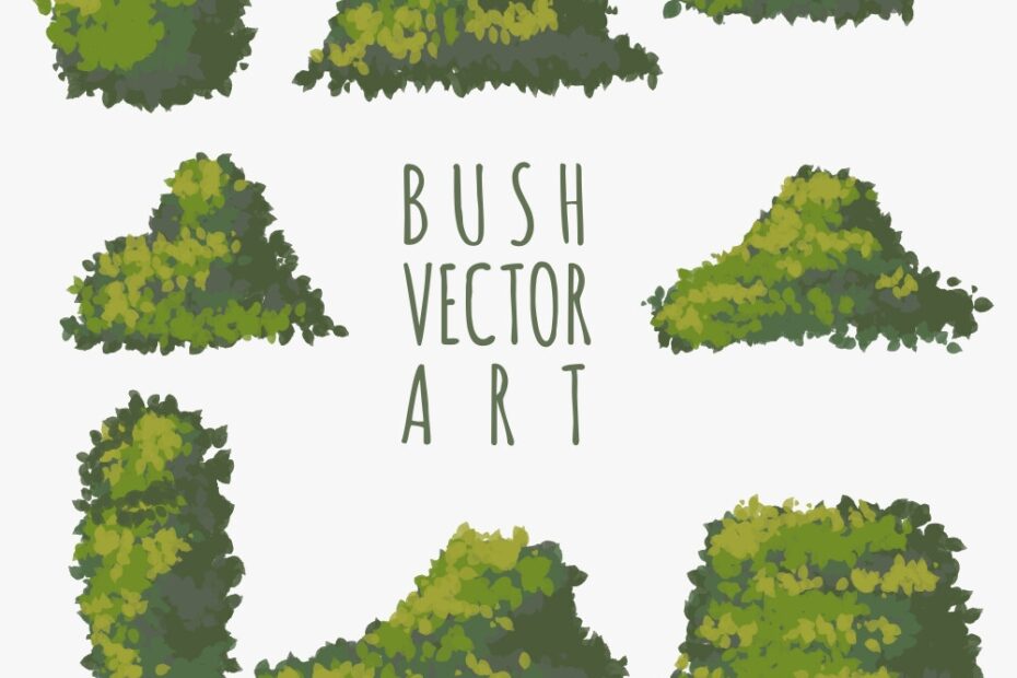 Bush Drawing Set Tree Royalty Free Vector Image