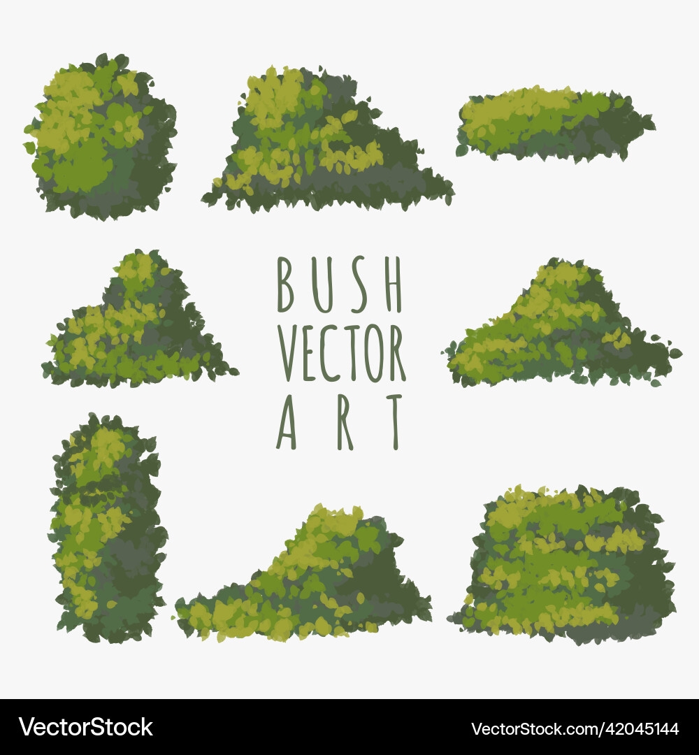 Bush Drawing Set Tree Royalty Free Vector Image