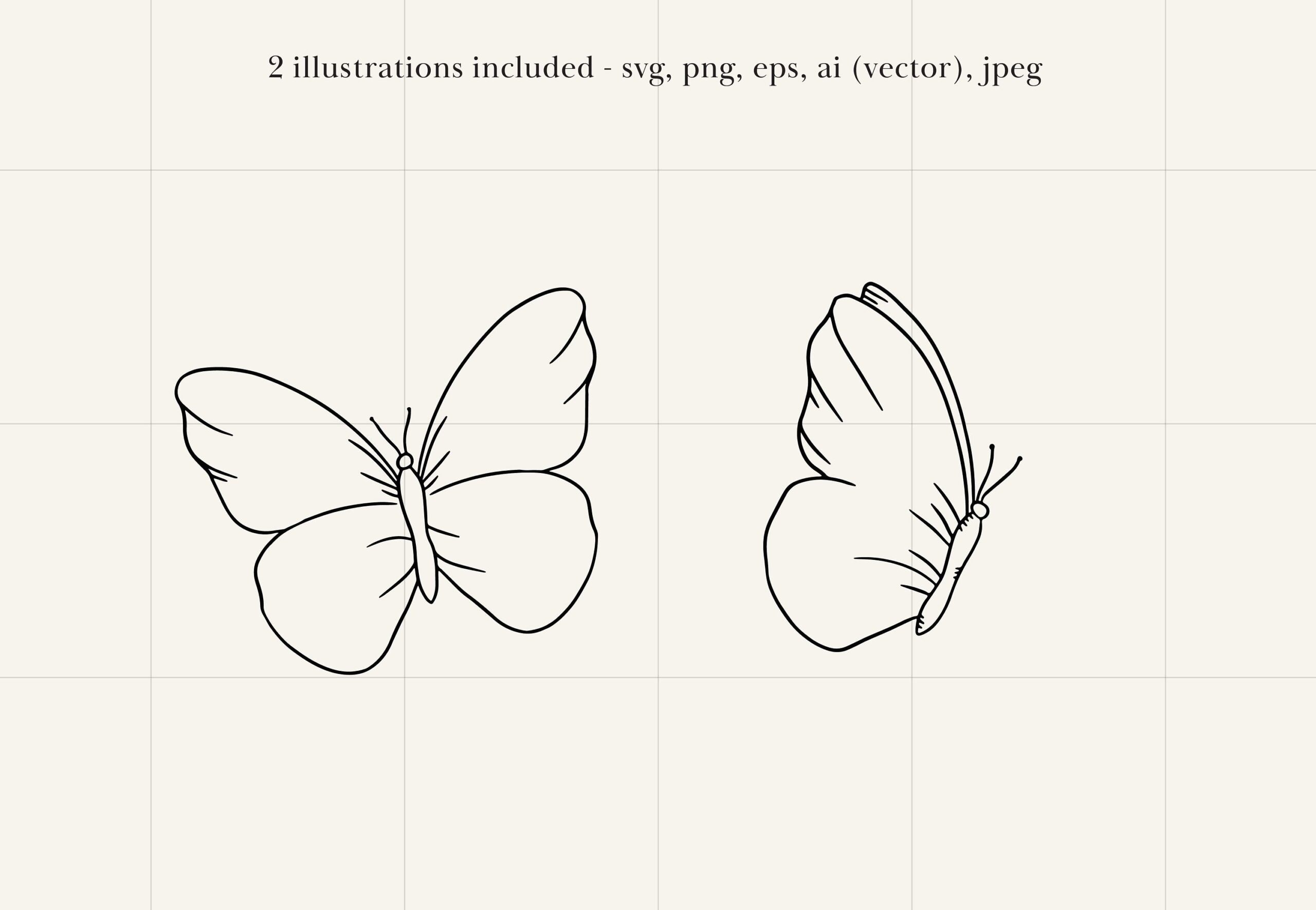 Butterfly Cutting File Simple Butterflies Butterfly Drawing Butterfly Clip Art Butterfly SVG Butterfly Jpg Butterfly Illustration Etsy