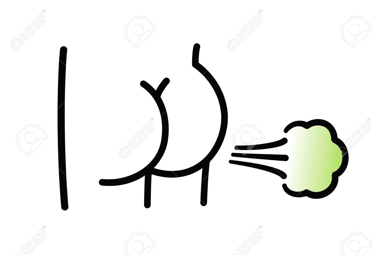 Cartoon Butt Drawing With Fart Cloud Funny Hand Drawn Doodle Of Gas And Flatulence Simple Vector Clip Art Illustration Royalty Free SVG Cliparts Vectors And Stock Illustration Image 136662205 