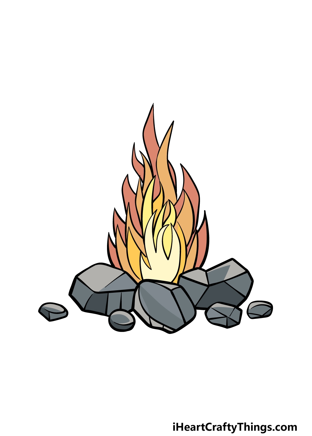 Cartoon Fire Drawing How To Draw A Cartoon Fire Step By Step