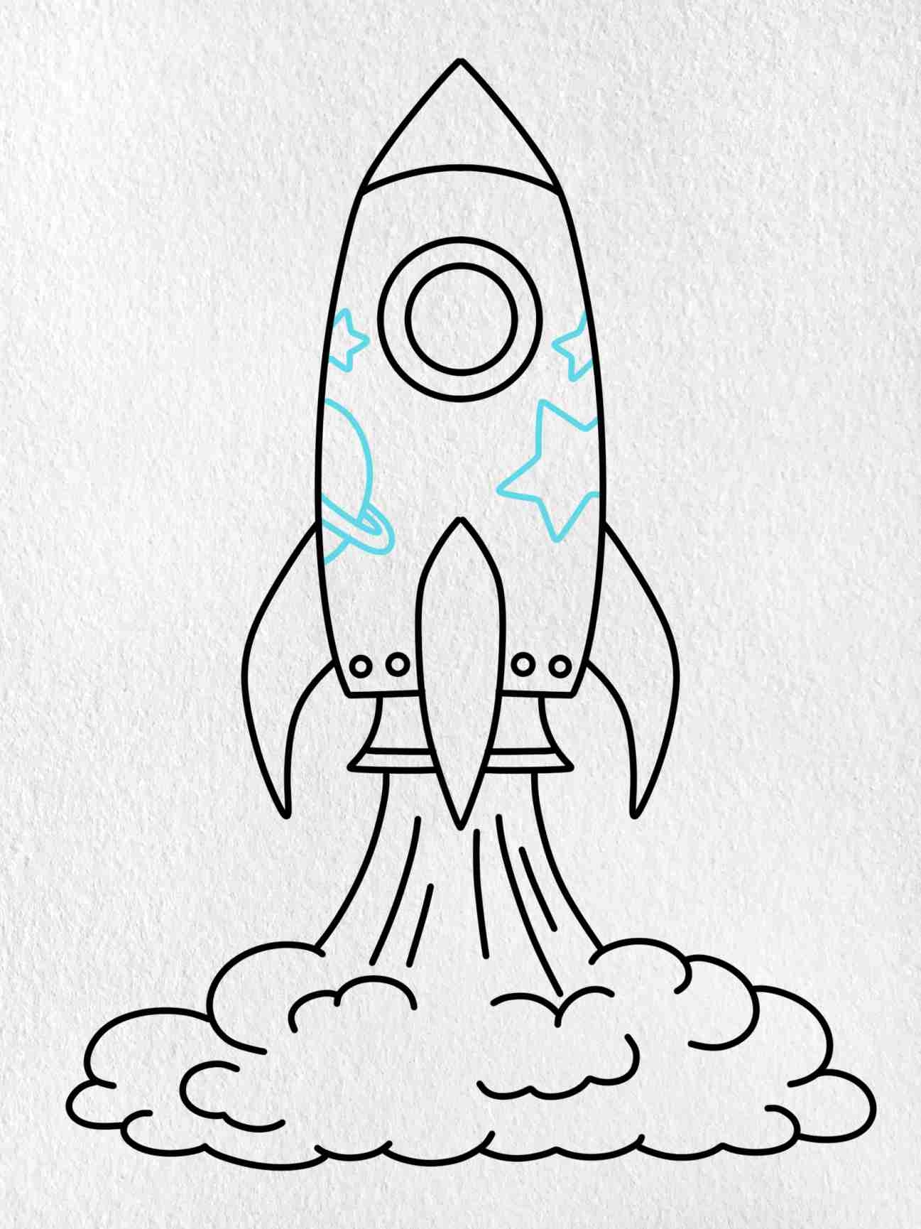 Cartoon Rocket Drawing HelloArtsy