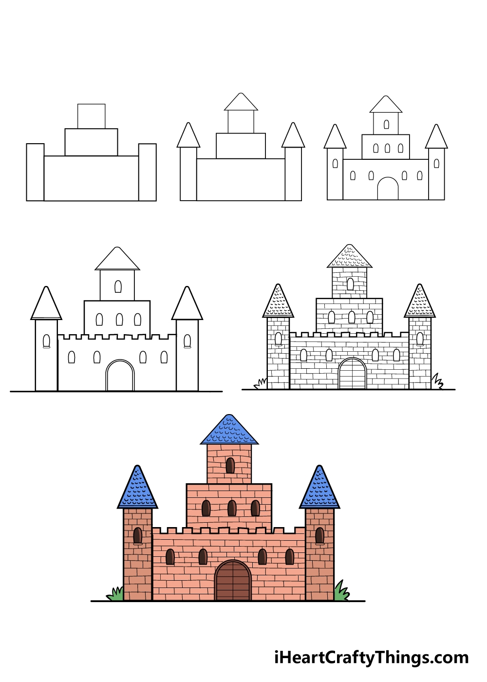 Castle Drawing How To Draw A Castle Step By Step For Kids
