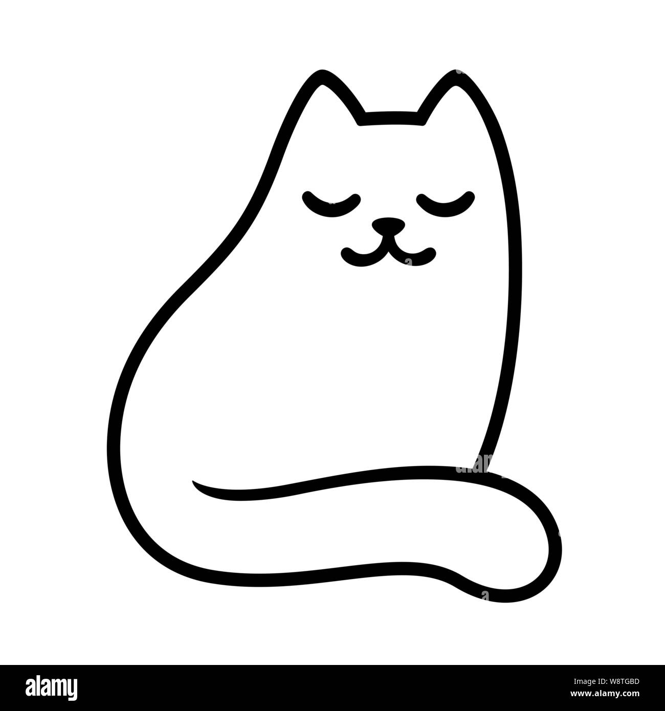cat drawings black and white