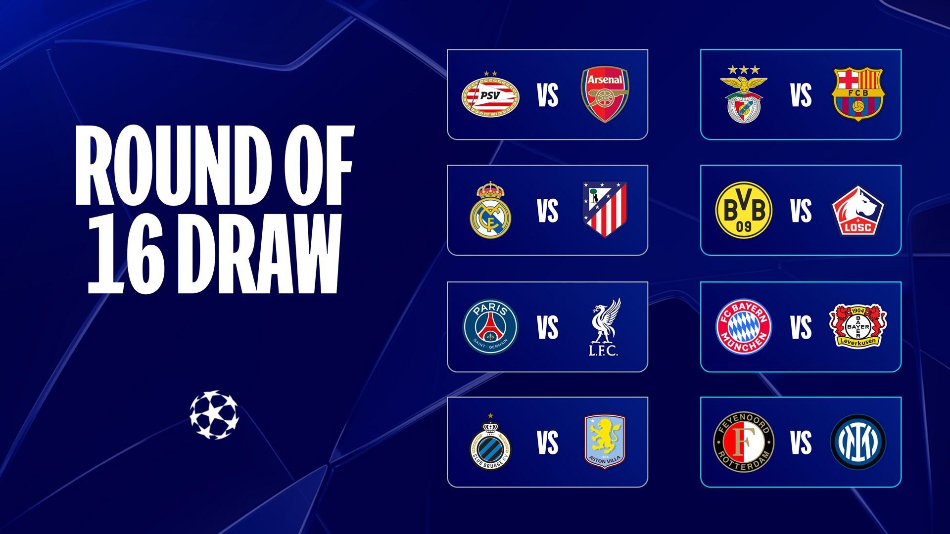 Champions League Round Of 16 Draw Real Madrid Get Atleti Bayern 