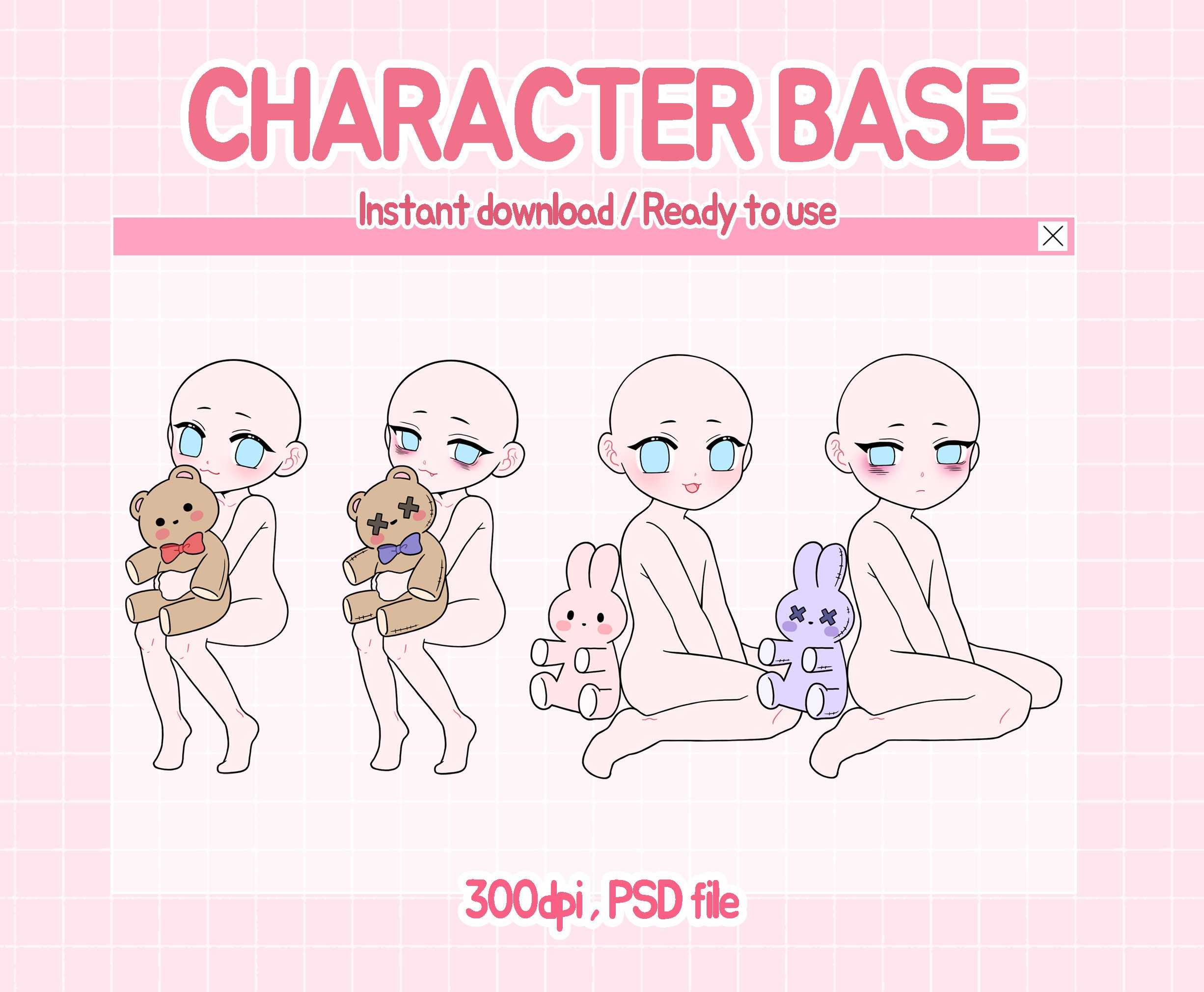 Chibi Character Pose Base Psd File Cute Anime Reference Drawing 