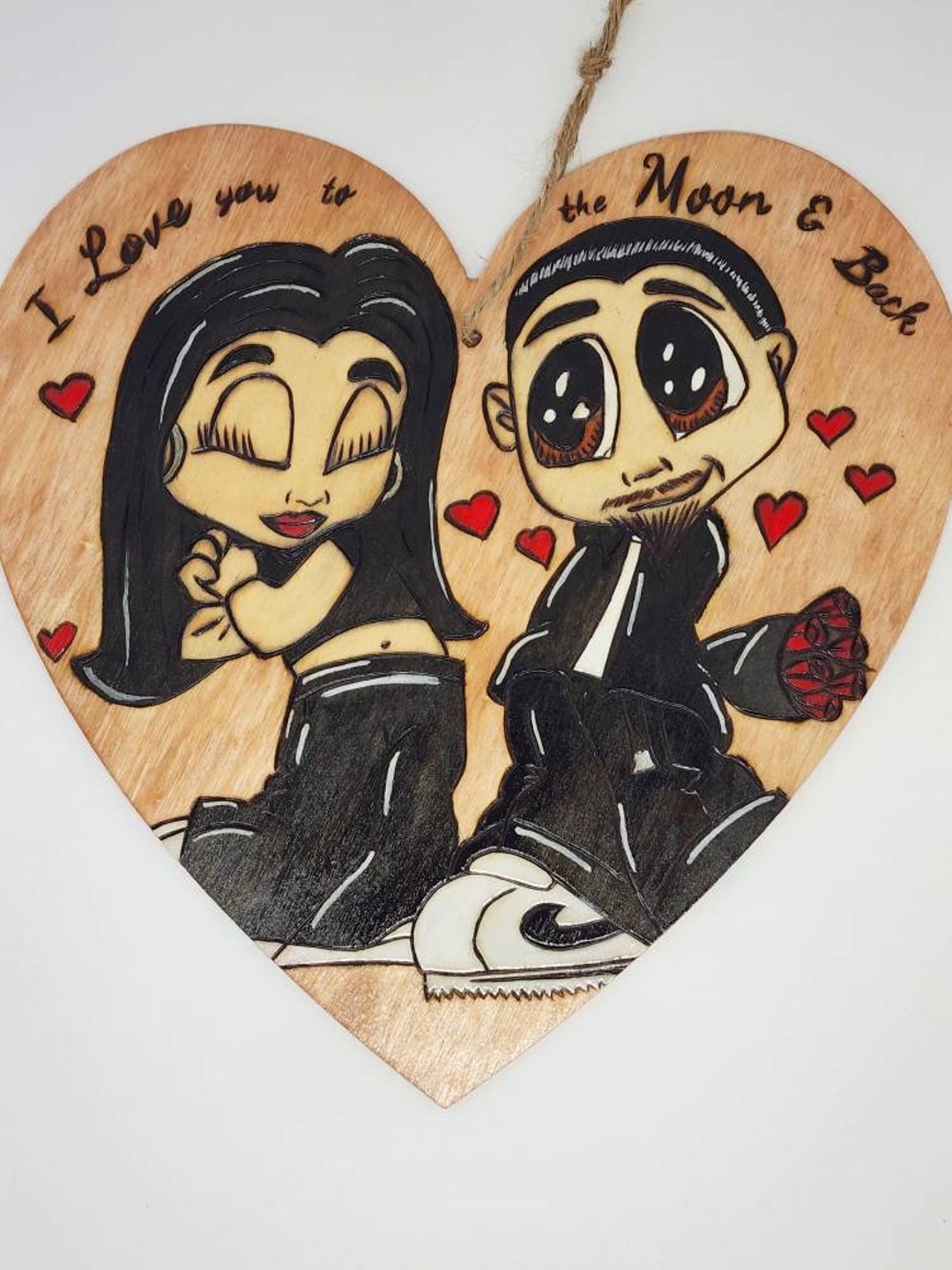 Chicano Love Heart in Color Anniversary Couple Art Custom Cartoon Couple Painting Cholo Couple Drawing Chicano Love Art Etsy