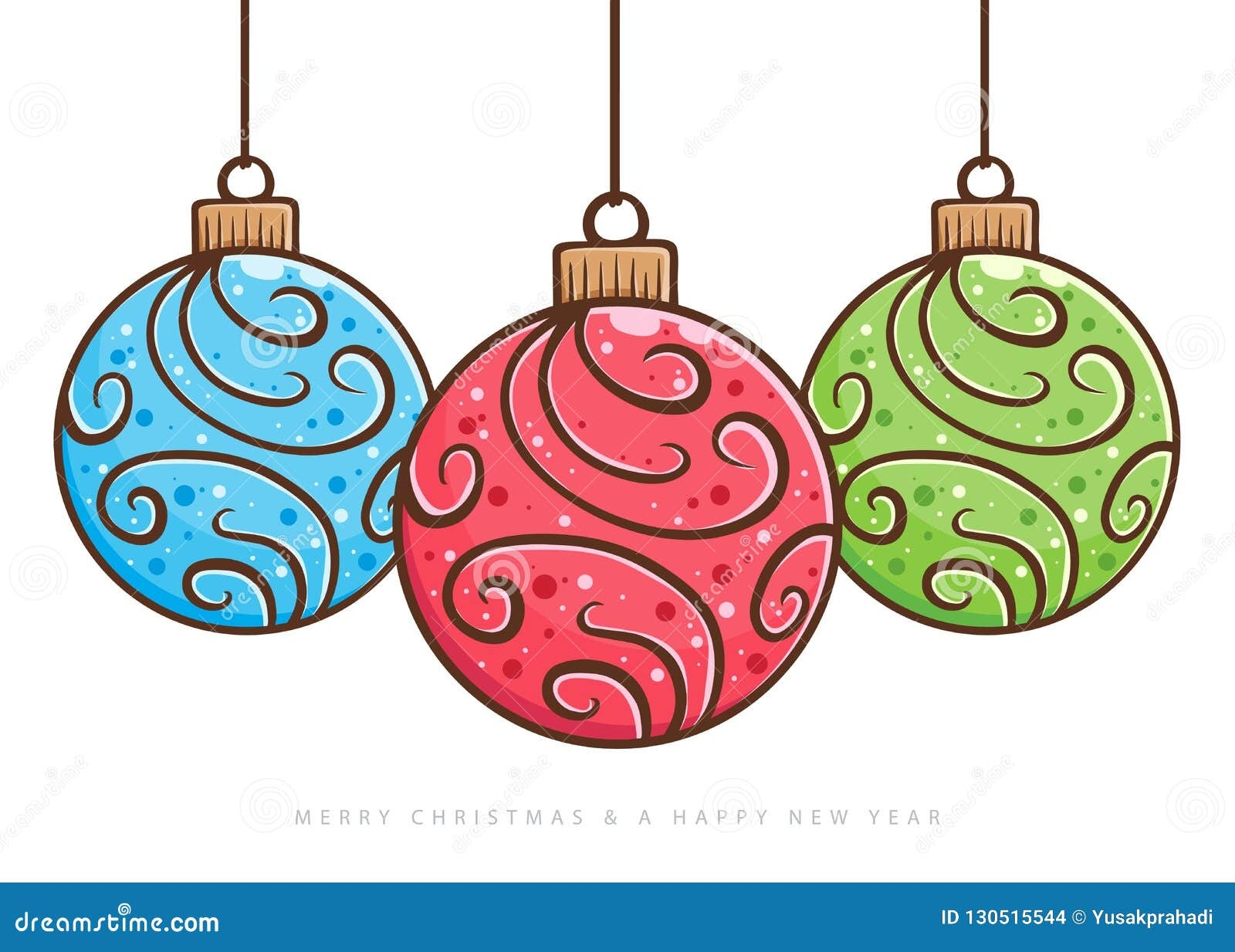 Christmas Ball Ornament Hand Drawing Stock Vector Illustration Of Merry Greeting 130515544