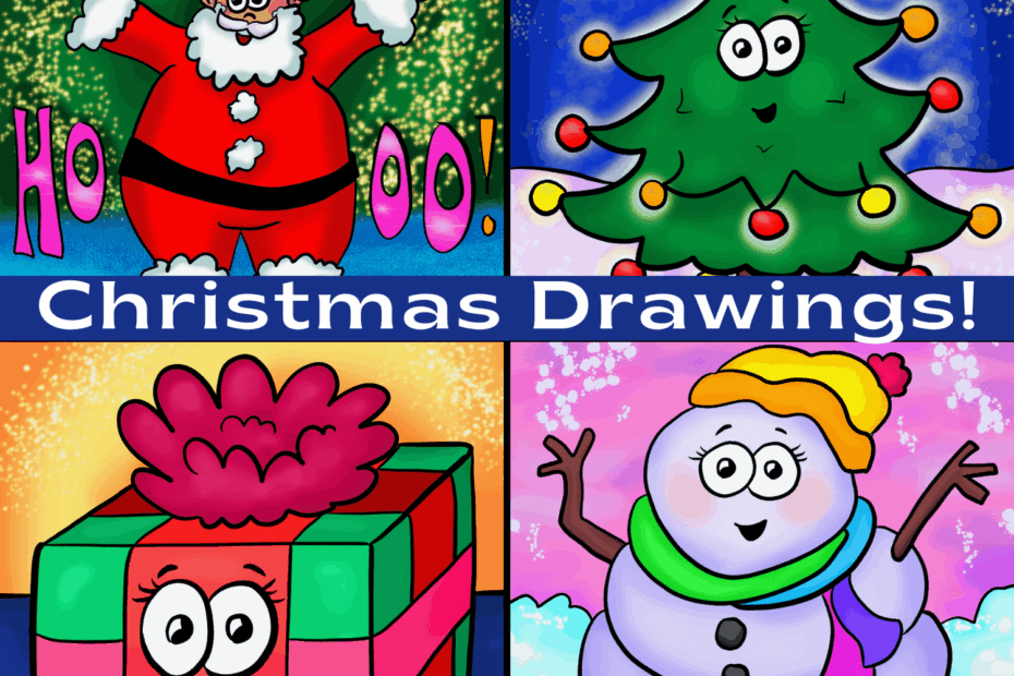 Christmas Drawings Easy Cute Instructions Drawings Of