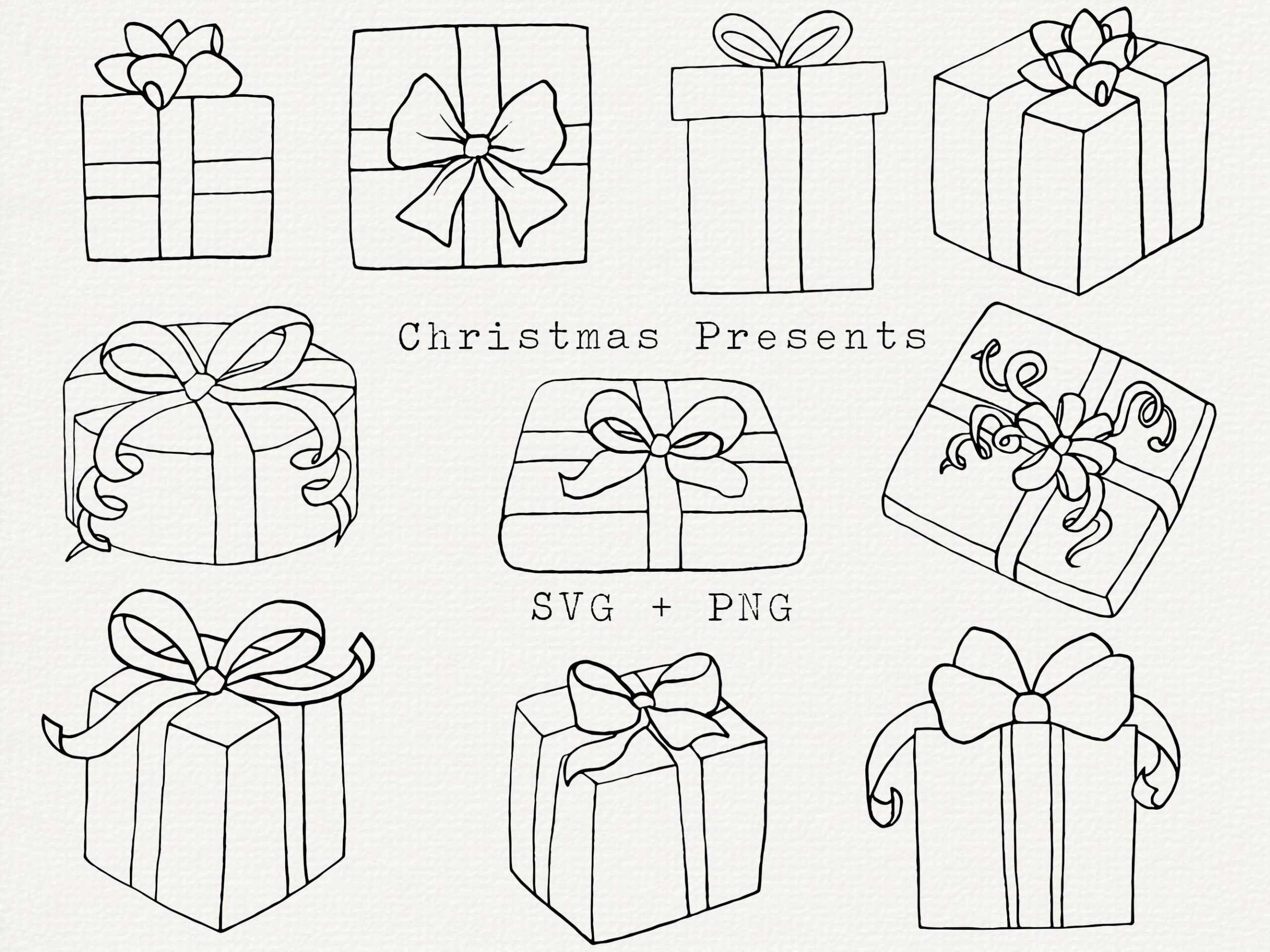 Christmas Present SVG Christmas Present Clip Art Christmas Line Art Clip Art Cut File For Cricut Die cut Christmas Gift Boxes Clipart Etsy New Zealand