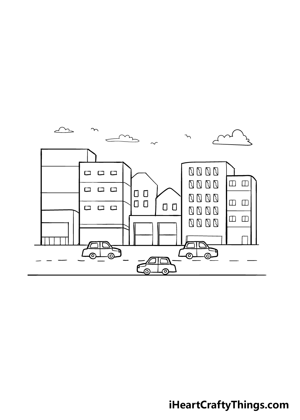 City Drawing How To Draw A City Step By Step