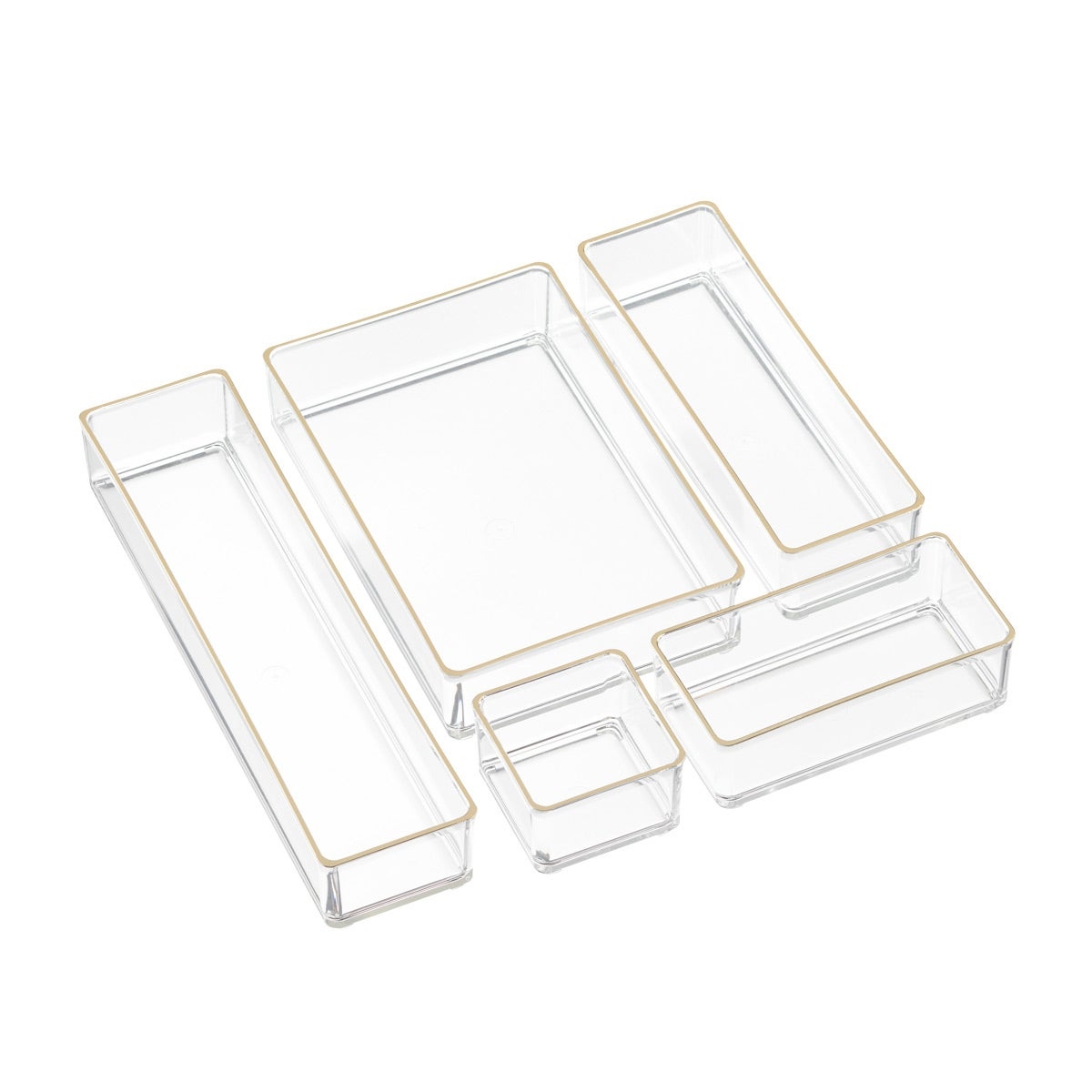 Clear Acrylic Stackable Drawer Organizers Set Of 5 The Container Store