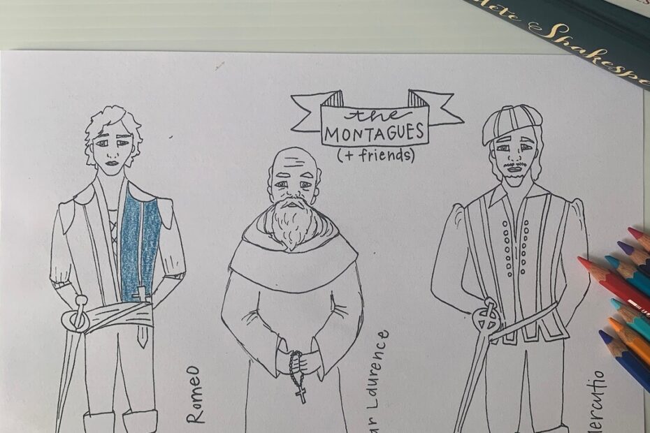 Color your own Romeo And Juliet Shakespeare Popsicle Puppets Etsy