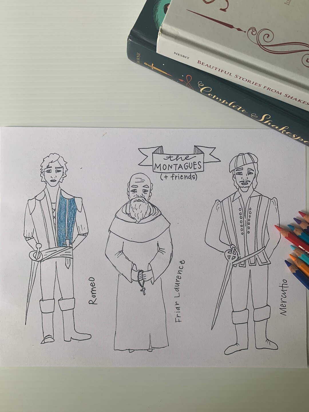 Color your own Romeo And Juliet Shakespeare Popsicle Puppets Etsy