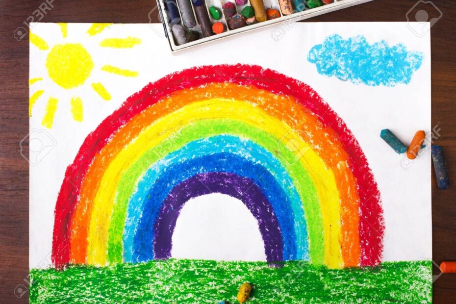 Colorful Drawing A Beautiful Rainbow Stock Photo Picture And