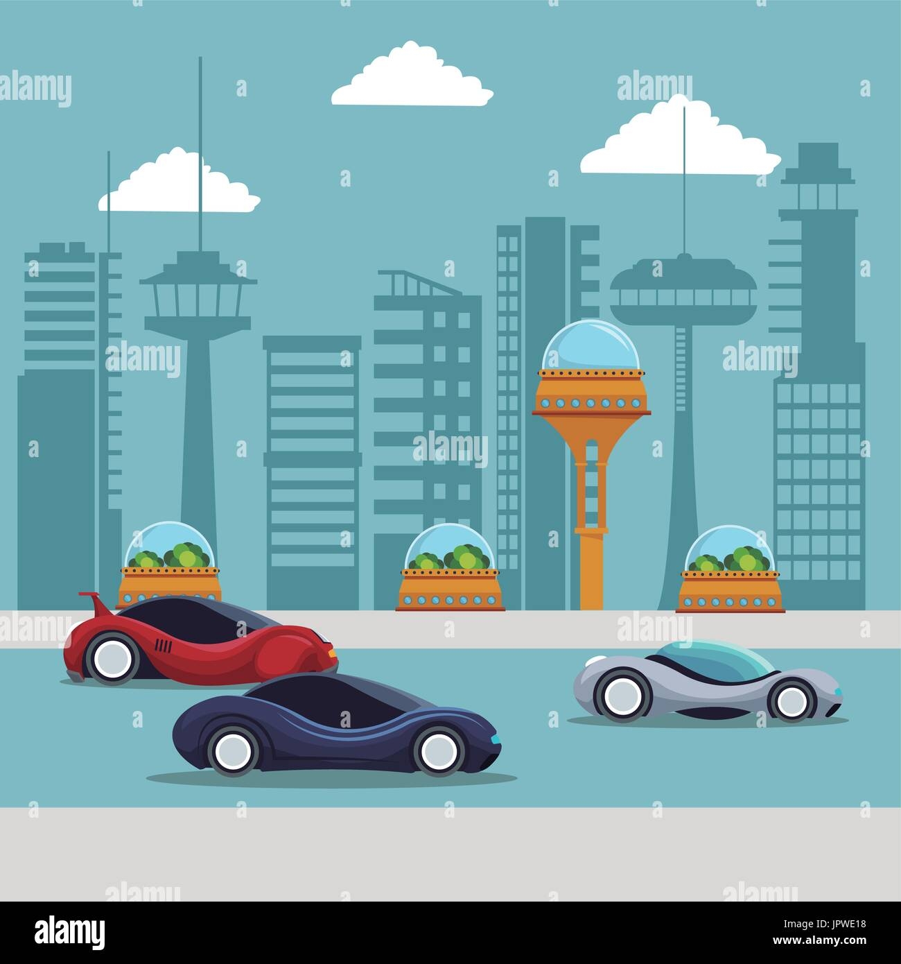 futuristic city scene drawings