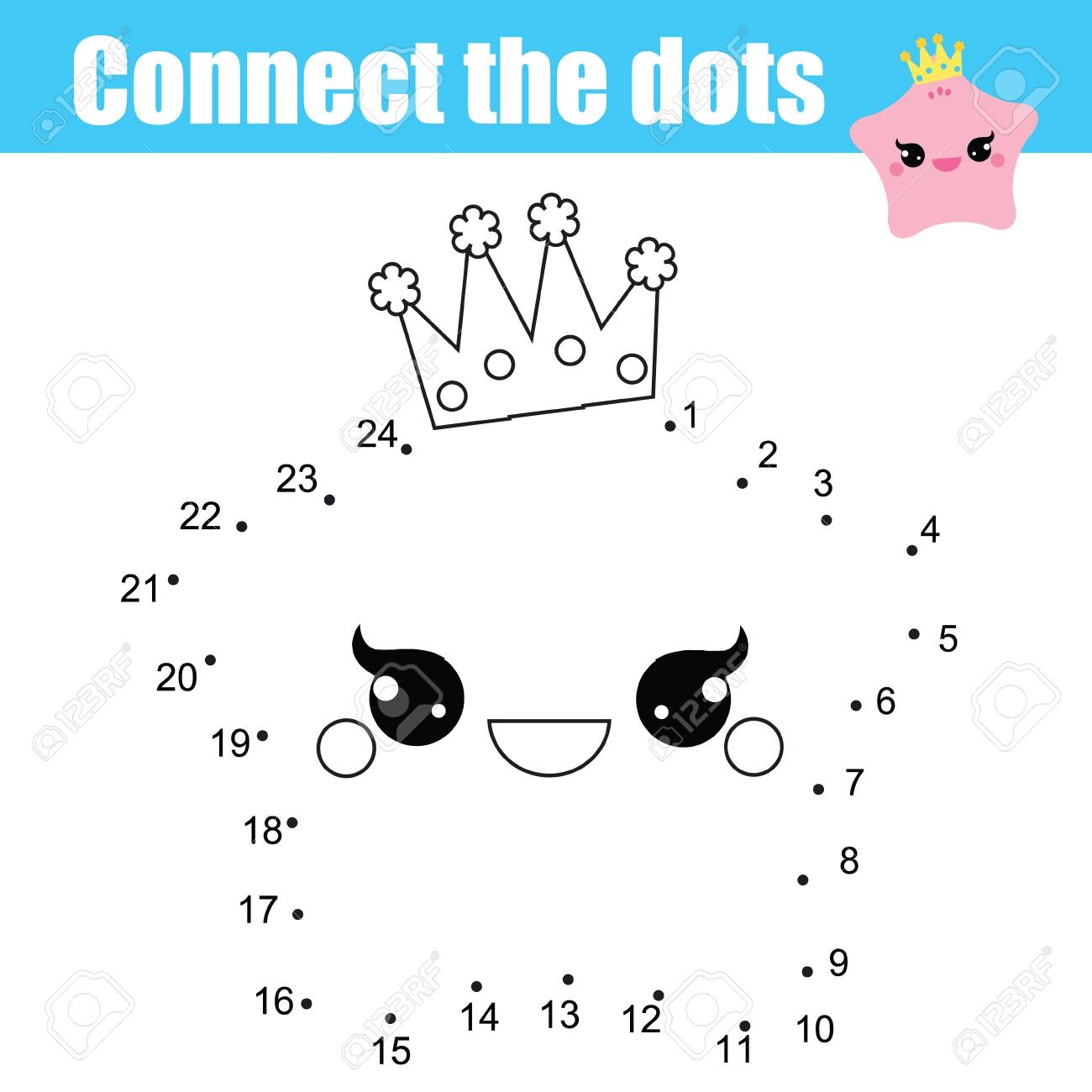 Connect The Dots Children Educational Drawing Game Dot To Dot By Numbers Game For Kids Printable Worksheet Activity For Toddlers With Cute Baby Star Royalty Free SVG Cliparts Vectors And Stock Illustration 