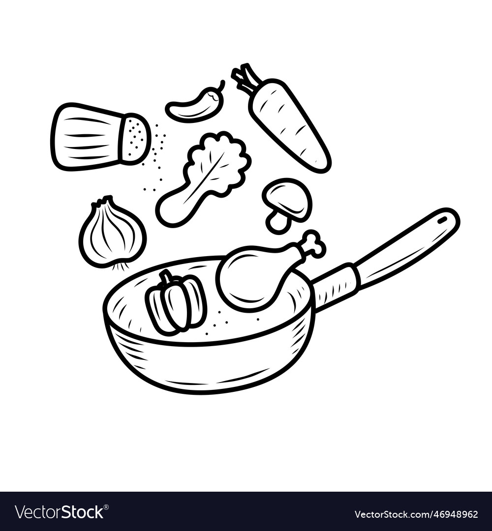 Cooking Concept With Doodle Drawing Style Vector Image