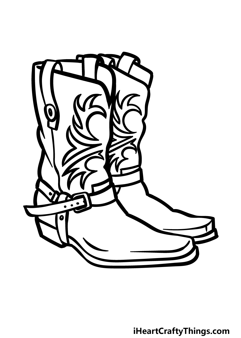 Cowboy Boots Drawing How To Draw Cowboy Boots Step By Step