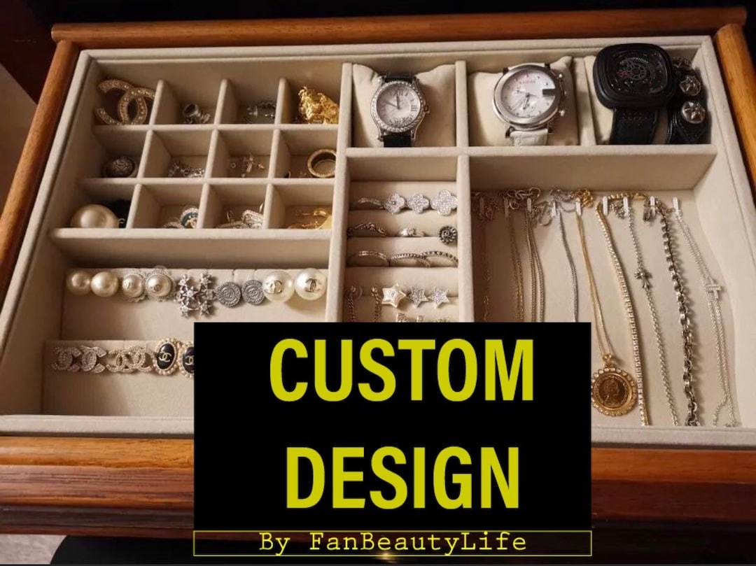 CUSTOM Jewelry Organizer Velvet Trays Earrings Holder Drawer Inserts Makeup Organizer Jewelry Storage Jewelry Trays Jewelry Holder Etsy