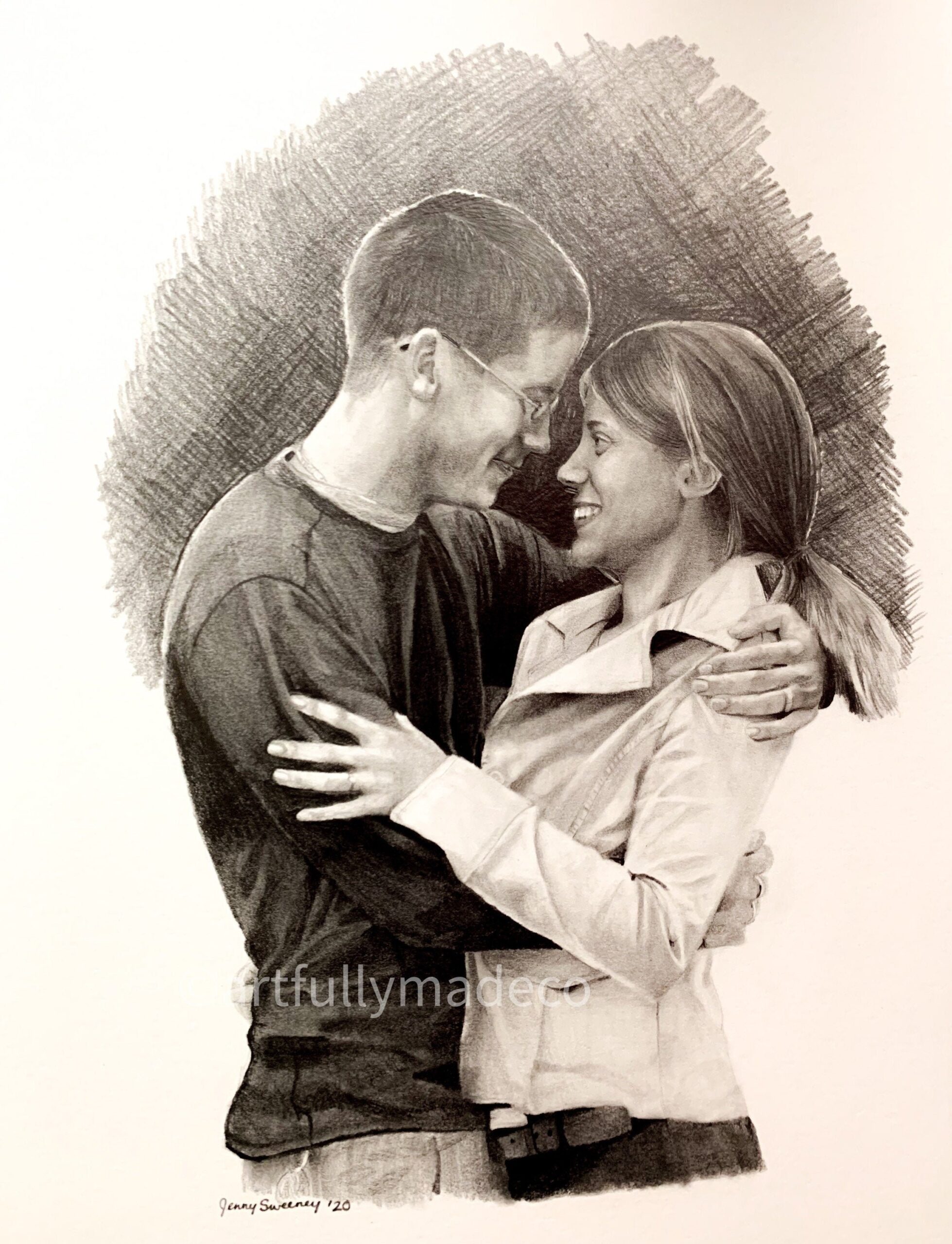 Custom Realistic Couple Portrait Drawing From Your Photo Art 