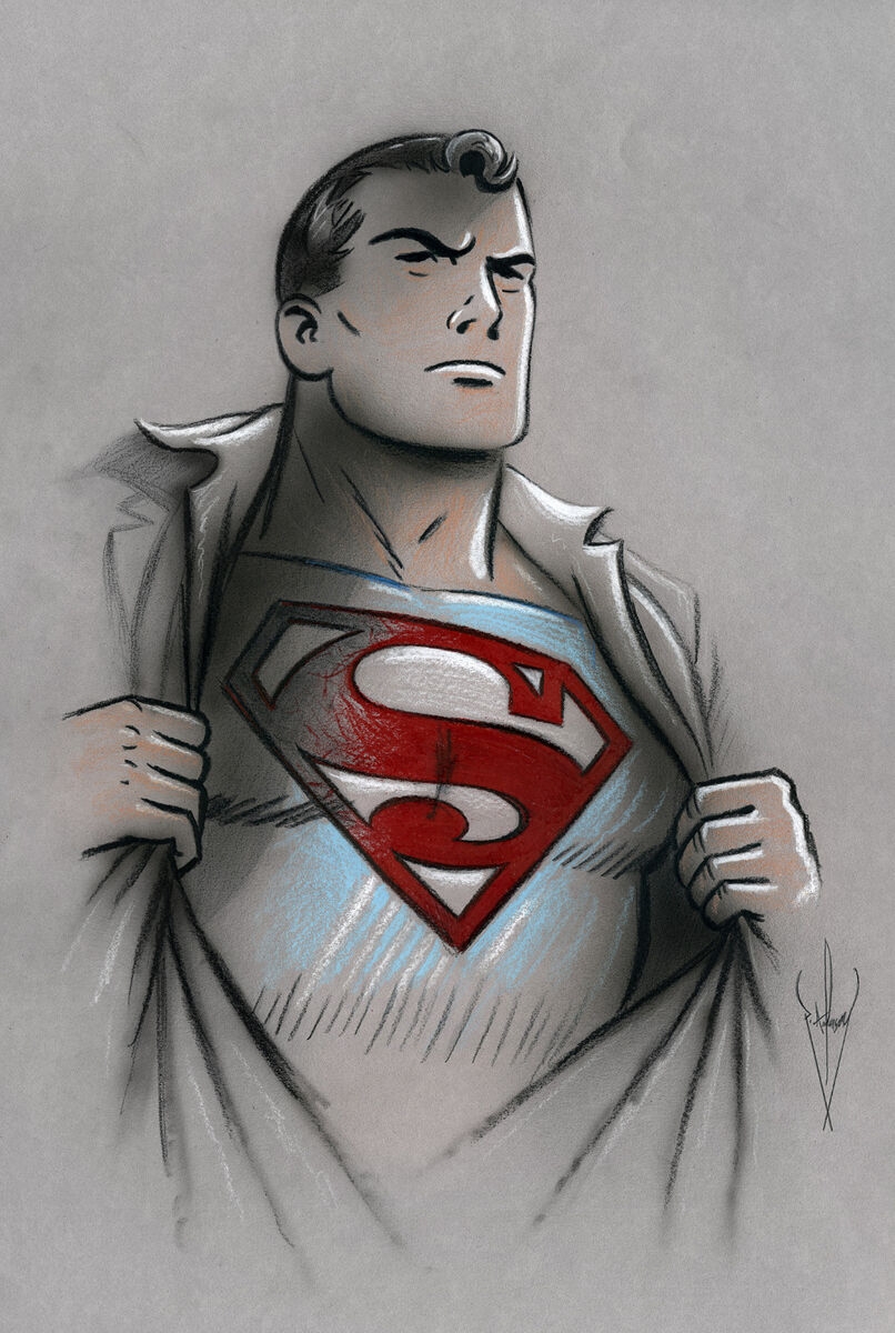 Custom SUPERMAN Pencil U0026 Airbrush Drawing 32 X 48 Inch Artwork Hand Drawn