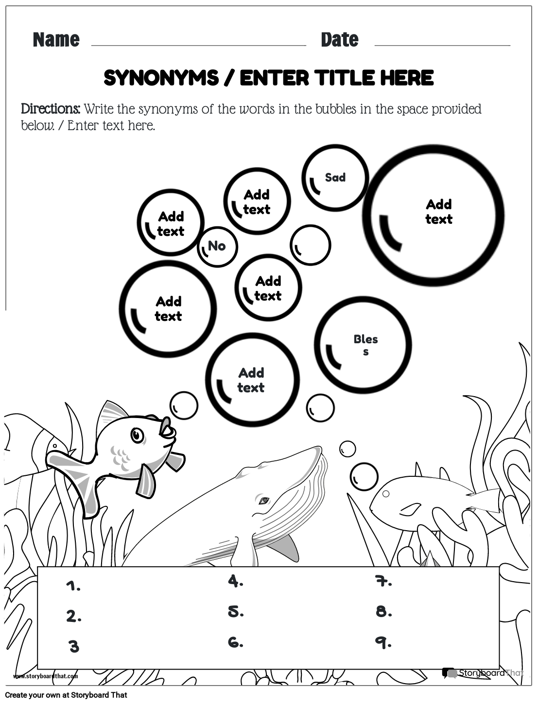 Customizable Synonym Worksheet Storyboard By Templates