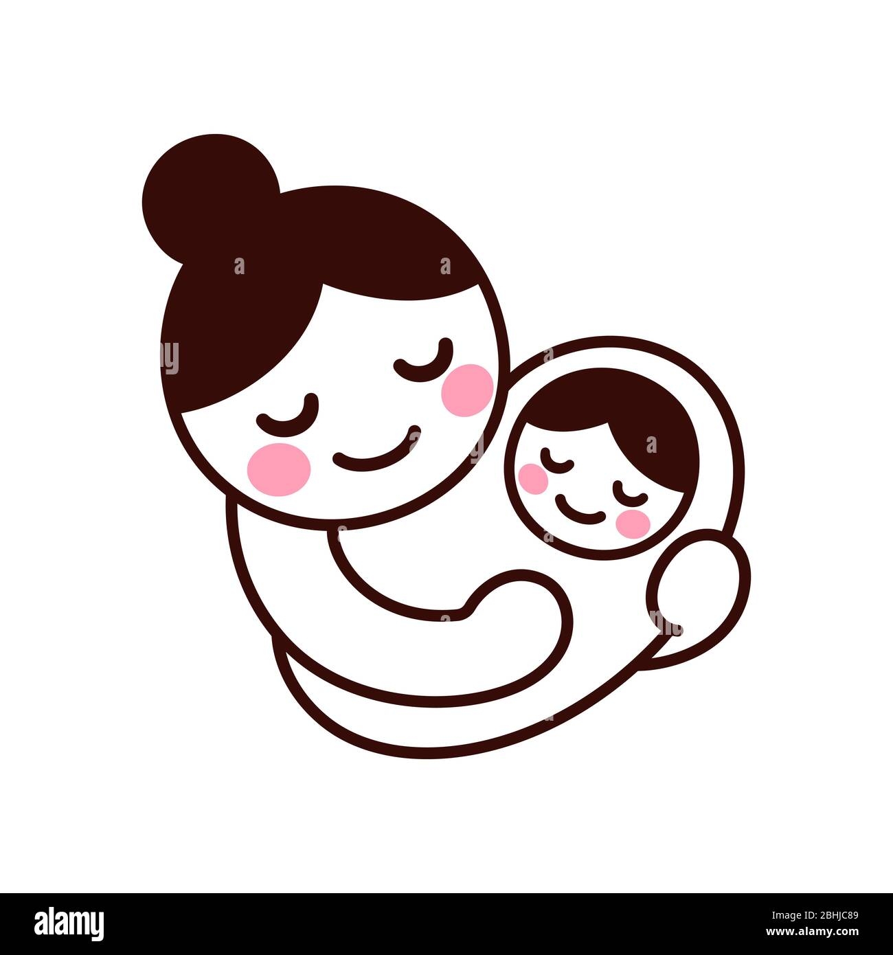 Cute And Simple Drawing Of Mom Holding Baby Hand Drawn Doodle Of 