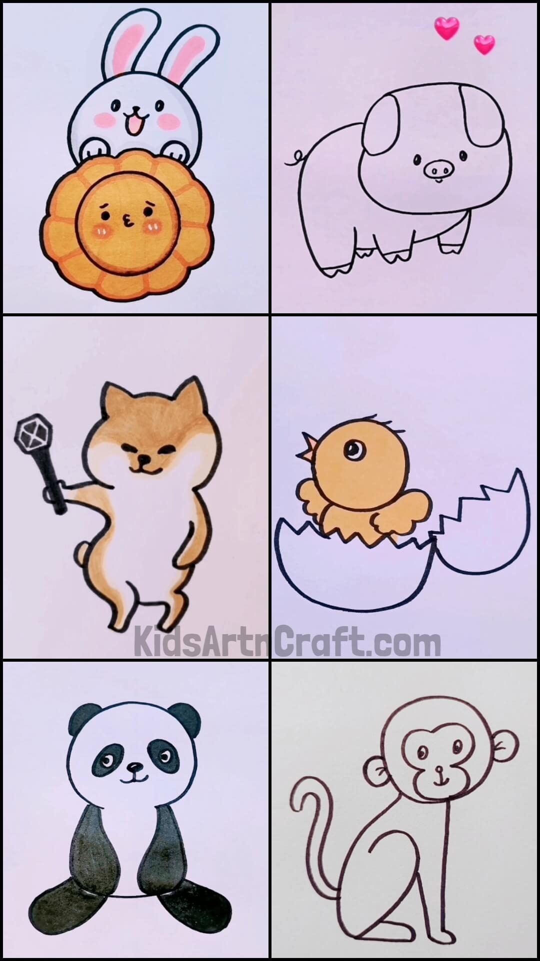 Cute Animal Drawings For Preschoolers Kids Art U0026 Craft