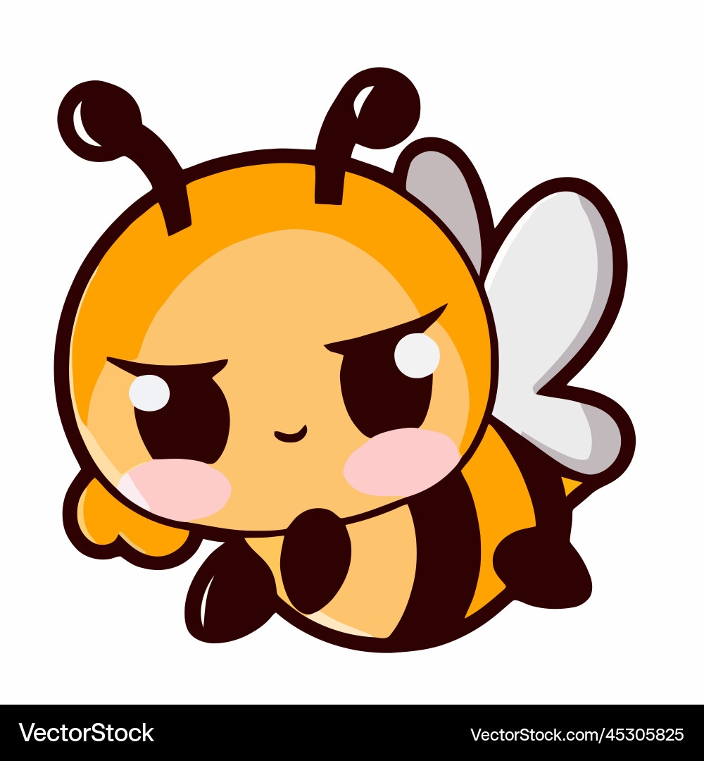 Cute Bee Kawaii Chibi Drawing Style Royalty Free Vector