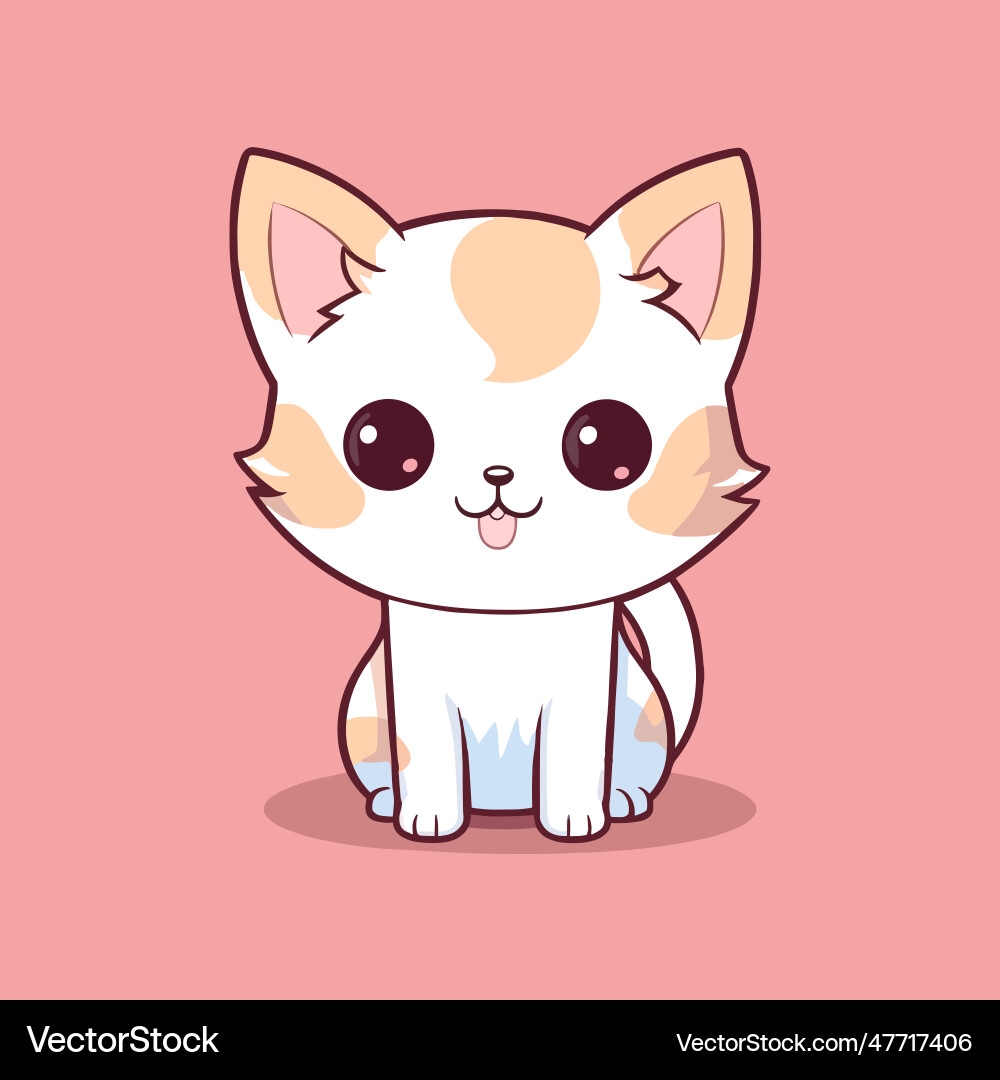 Cute Cat Kawaii Chibi Drawing Style Royalty Free Vector