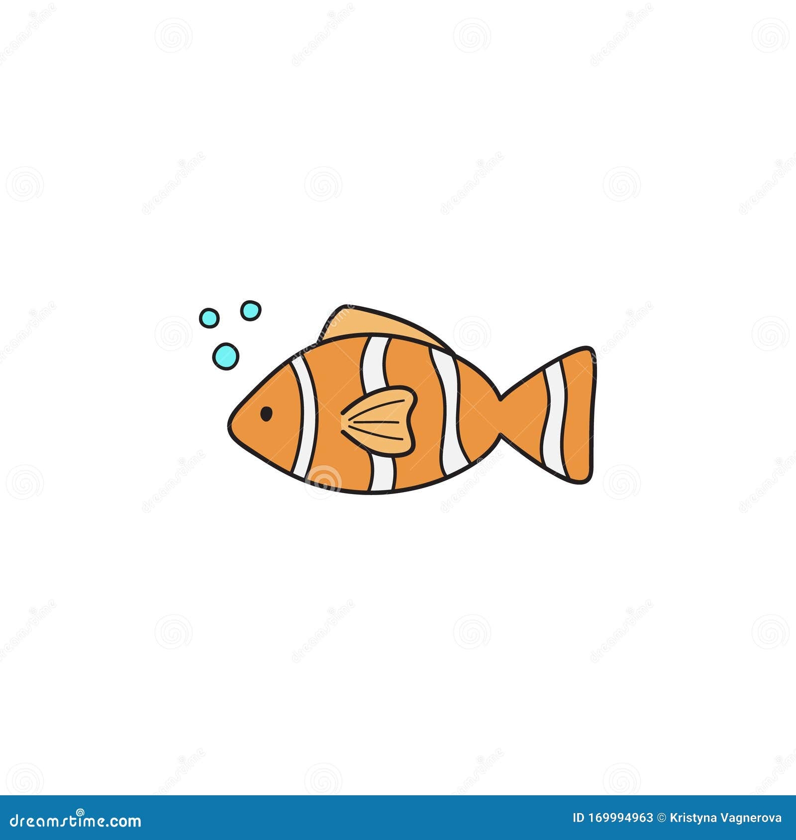 Cute Clown Fish Vector Illustration Stock Vector Illustration Of Icon Drawing 169994963