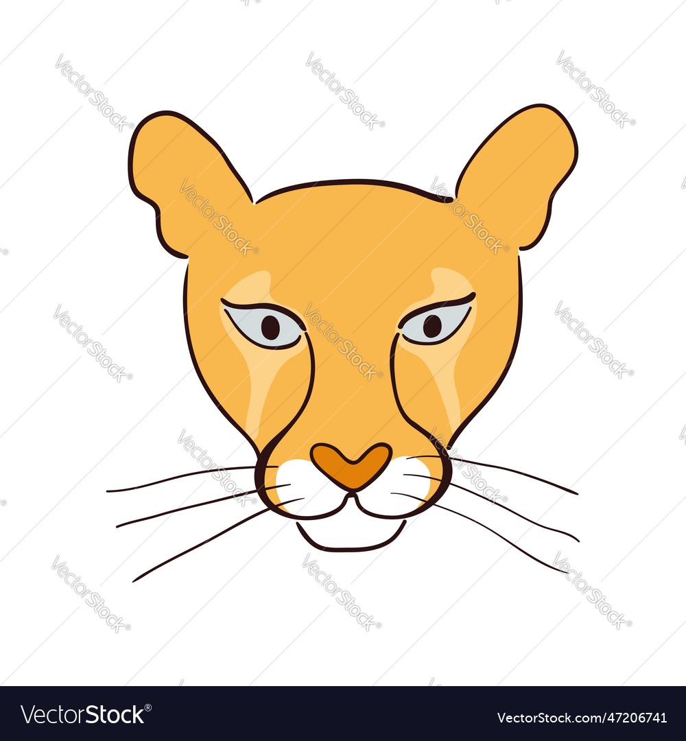 Cute Cougar Face Hand Drawn Sketch Royalty Free Vector Image