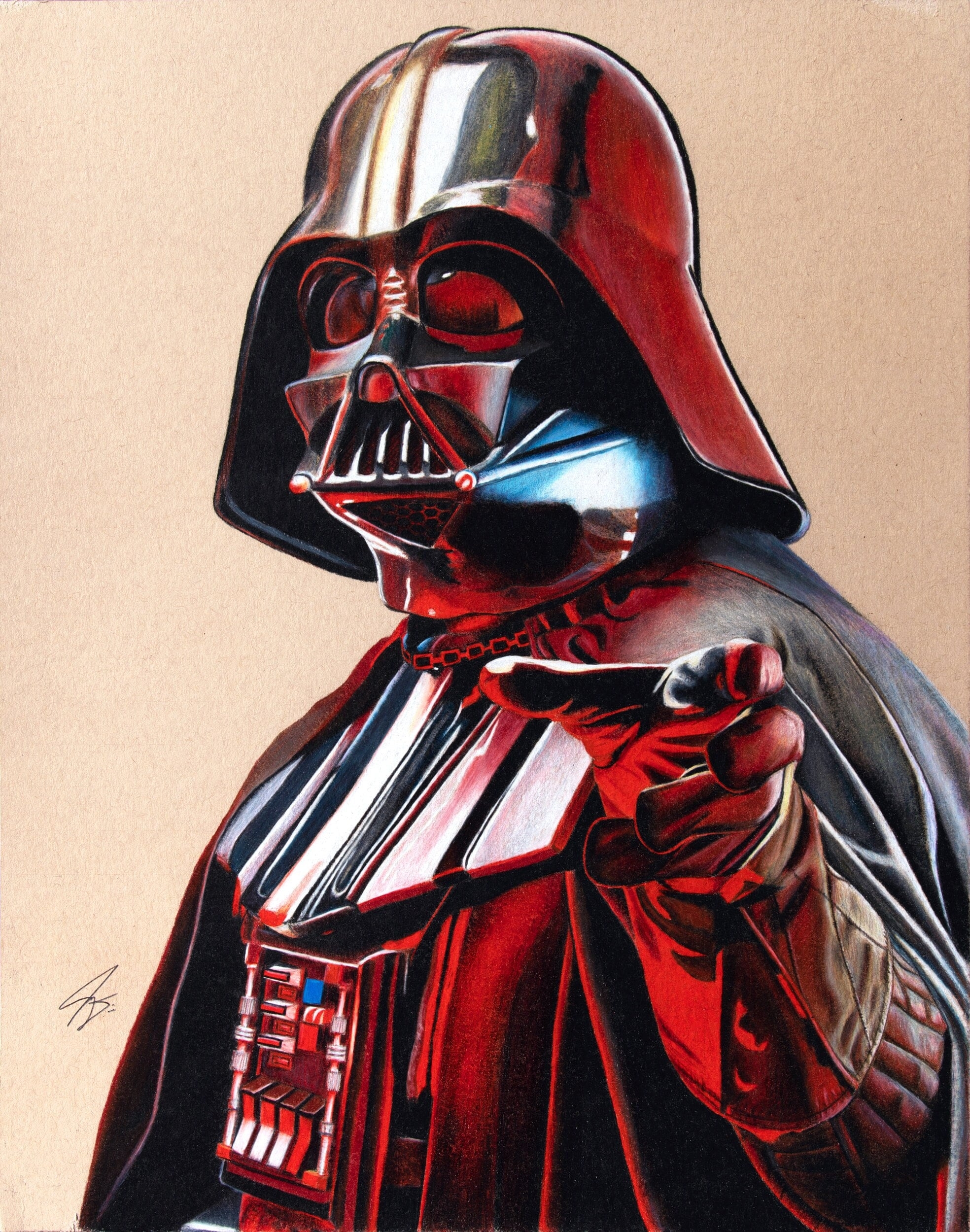 Darth Vader Anakin Skywalker Portrait Colored Pencil Drawing PRINT 