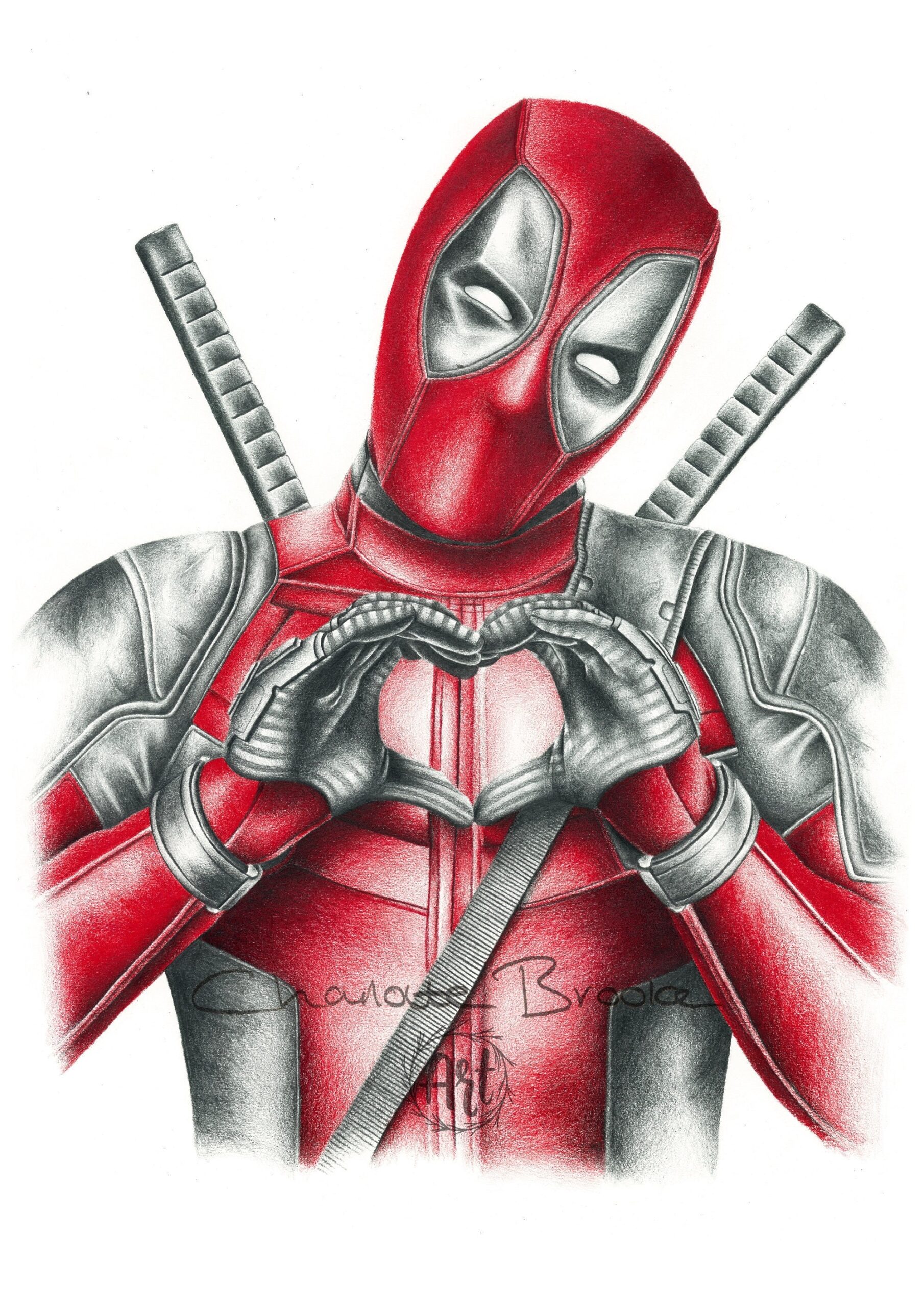 Deadpool Pencil Portrait Drawing Print Etsy