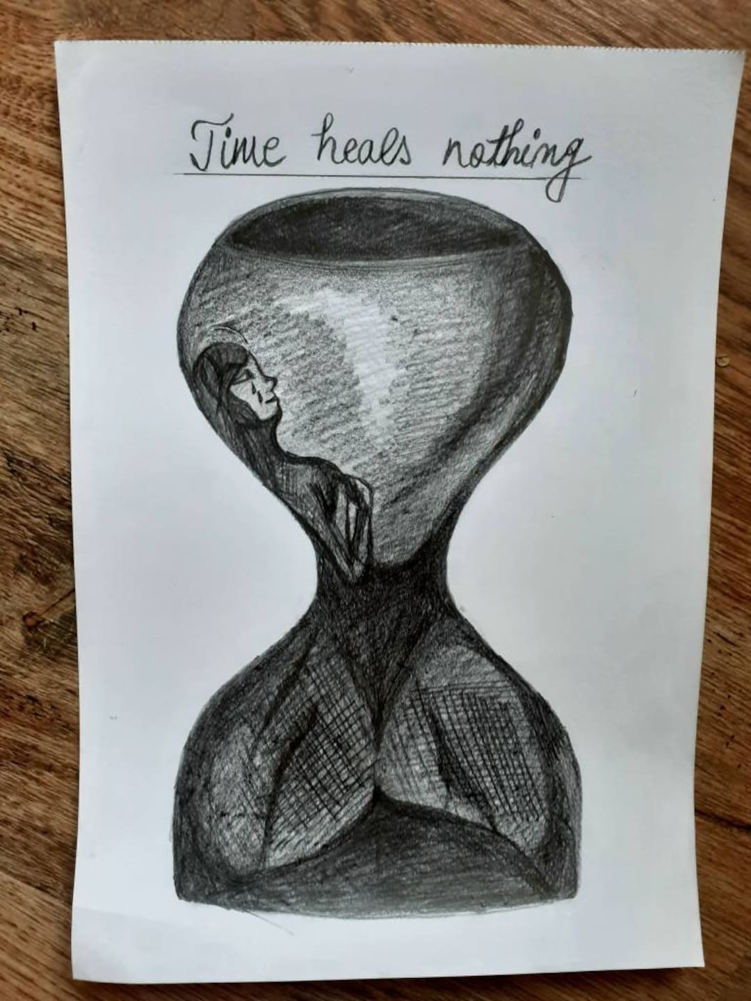 Depression Drawing Quotes Time Sadness Time Quotes Illustration Handmade Drawing Time Heals Nothing Unique Drawing Pain Depression Etsy