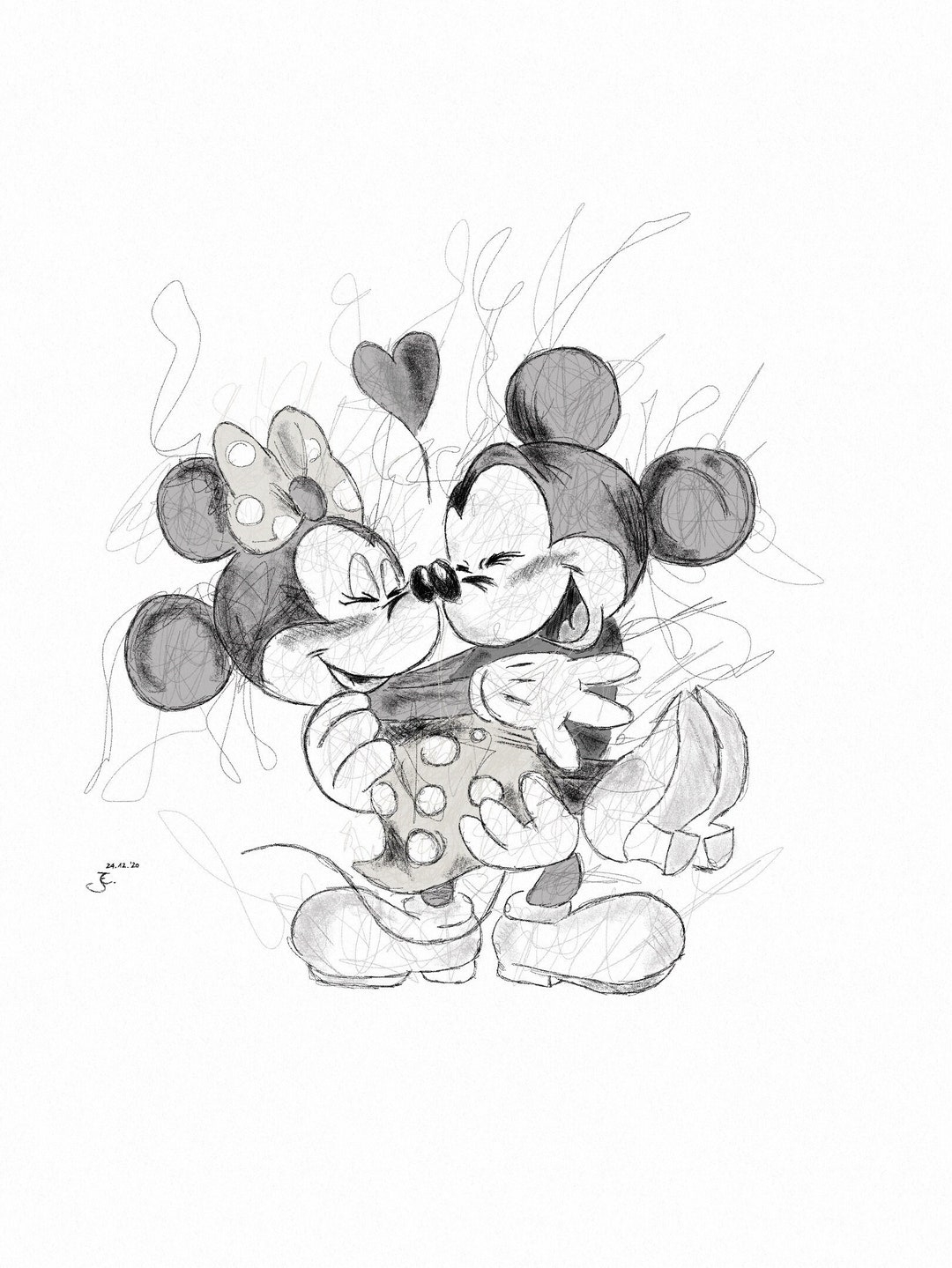 Digital Drawing Minnie U0026 Mickey Mouse Etsy
