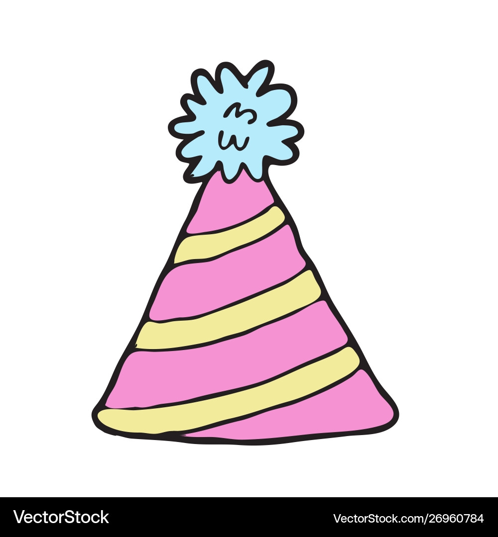 Digitally Drawn Party Hat Design Hand Drawing Vector Image