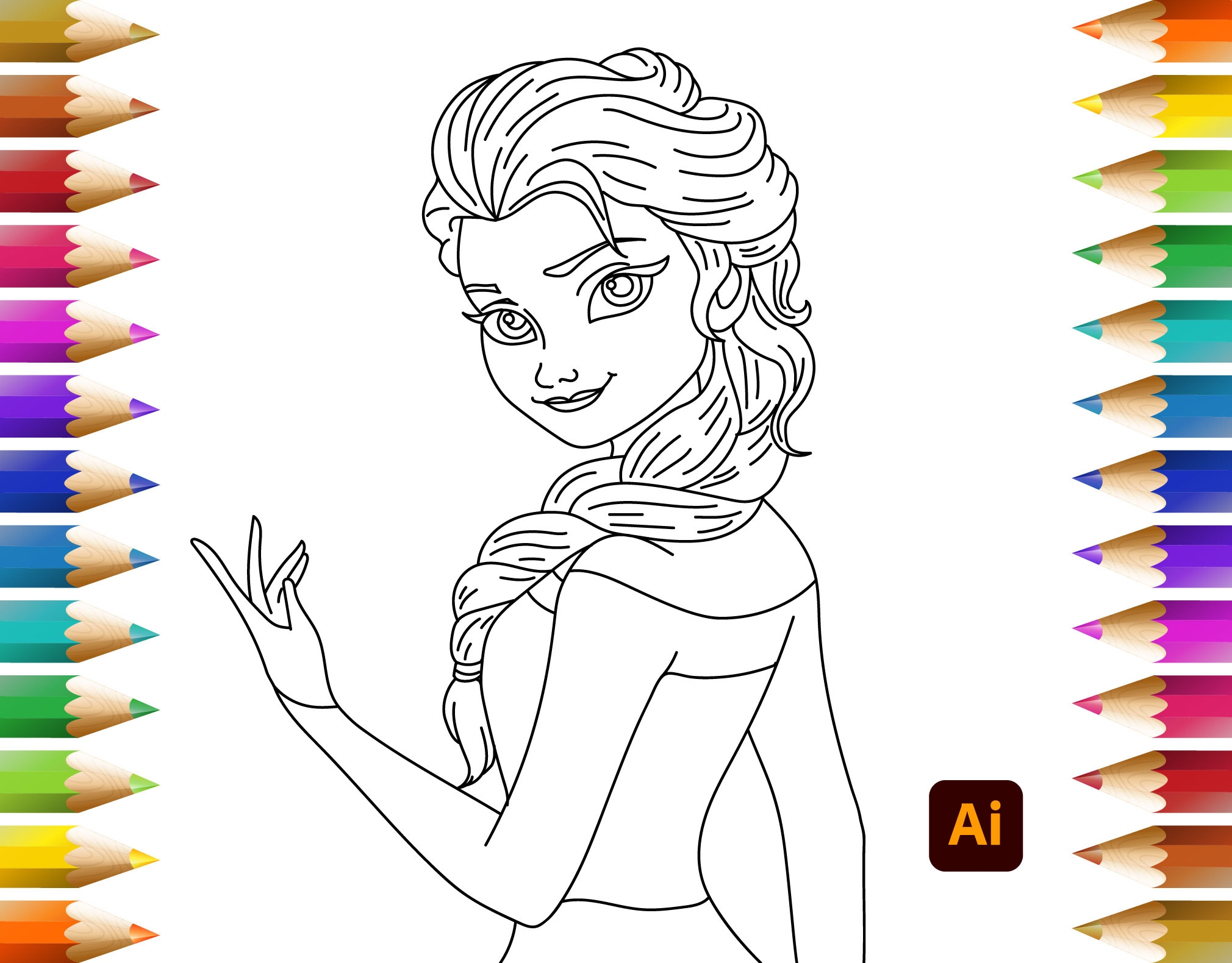 Disney Princess Elsa Line Drawing By Tharaka Liyanagunawardhane On Dribbble