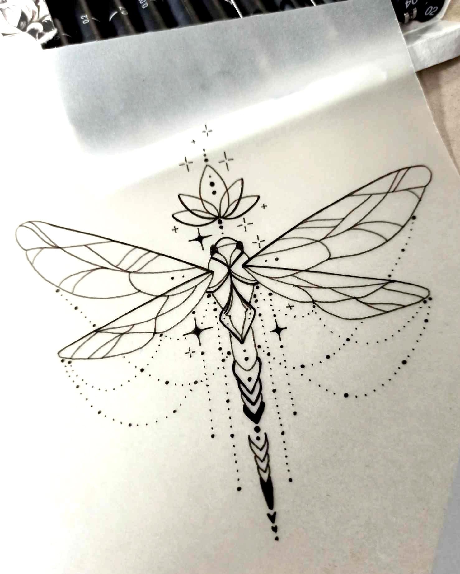 Dragonfly Tattoo Ideas Design Art Sketch Drawing Etsy