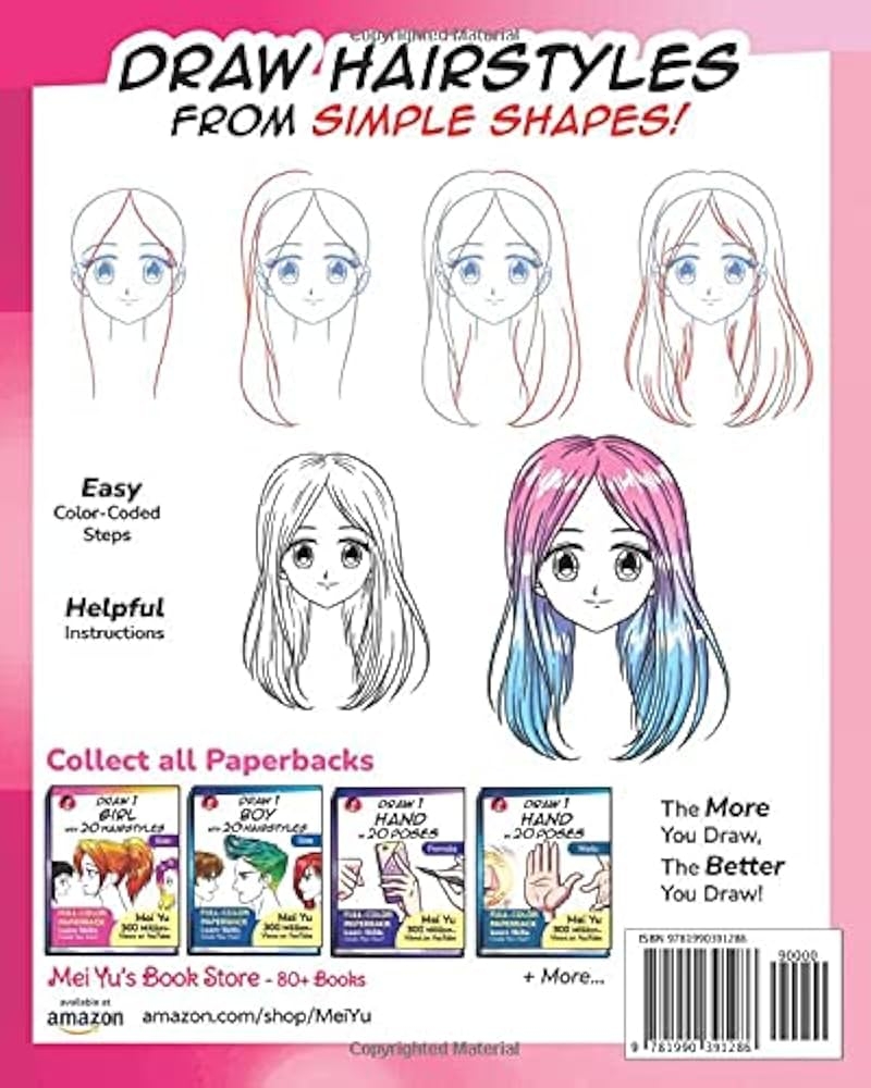 Draw 1 Girl With 20 Hairstyles Learn How To Draw Hair For Anime And Manga Characters Draw 1 In 20 Yu Mei 9781990391286 Amazon Books