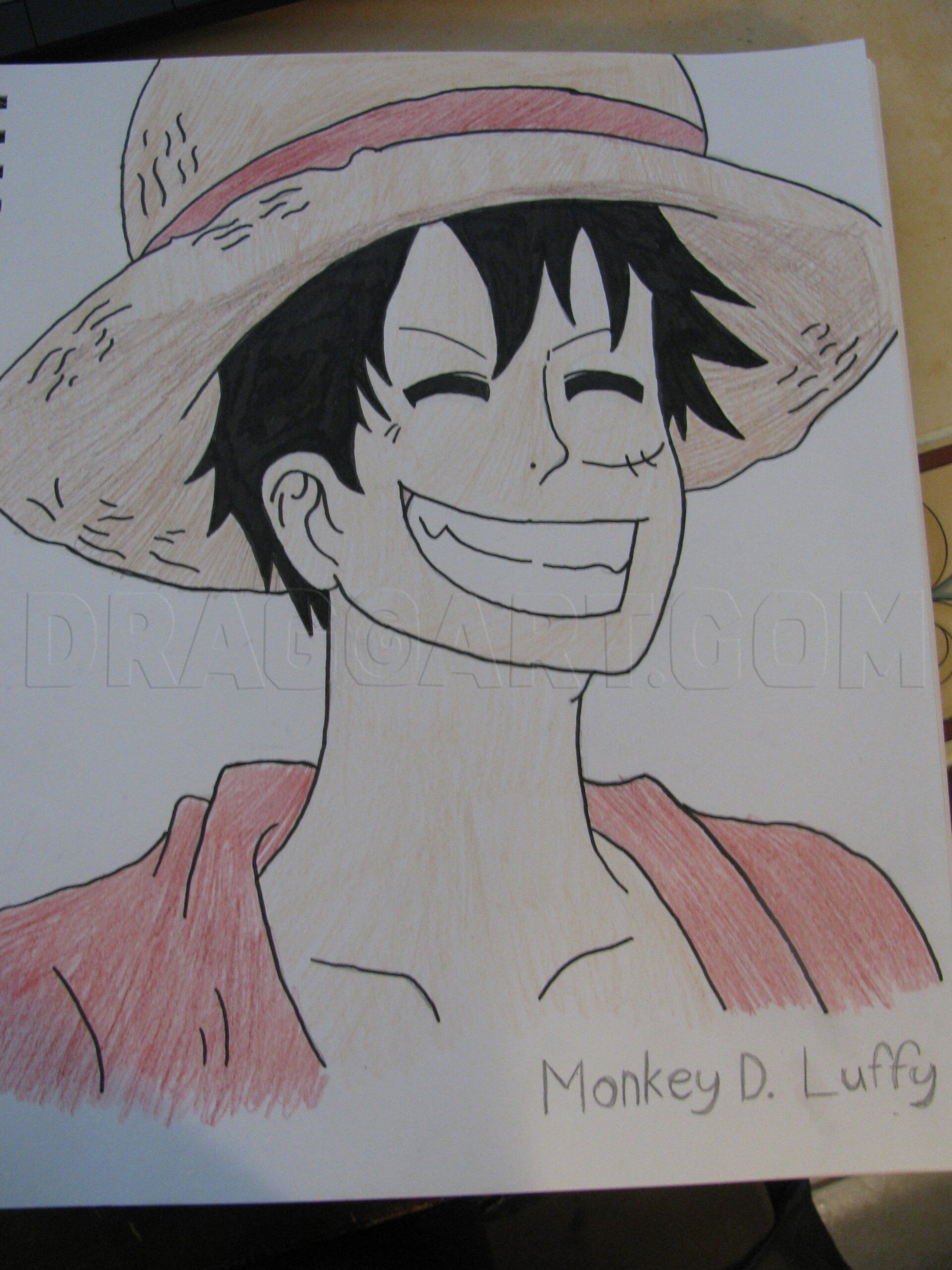 Draw Luffy D Monkey Drawing Step By Step By SpiderGirl13 DragoArt