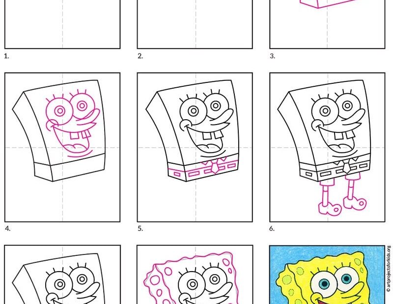 Draw SpongeBob SquarePants Tutorial And SpongeBob Coloring Page
