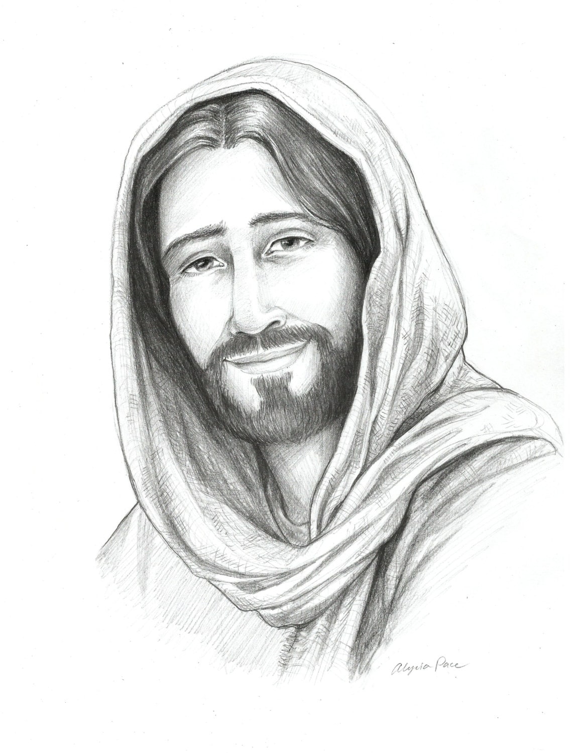 Drawing Of Christ Sketch Of Jesus Religious Art Savior Of The World Pencil Sketch Christian LDS Mormon Etsy