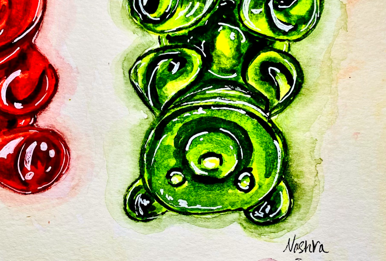 Drawing To Painting Colourful Gummy Bears With Watercolors Nianiani Skillshare