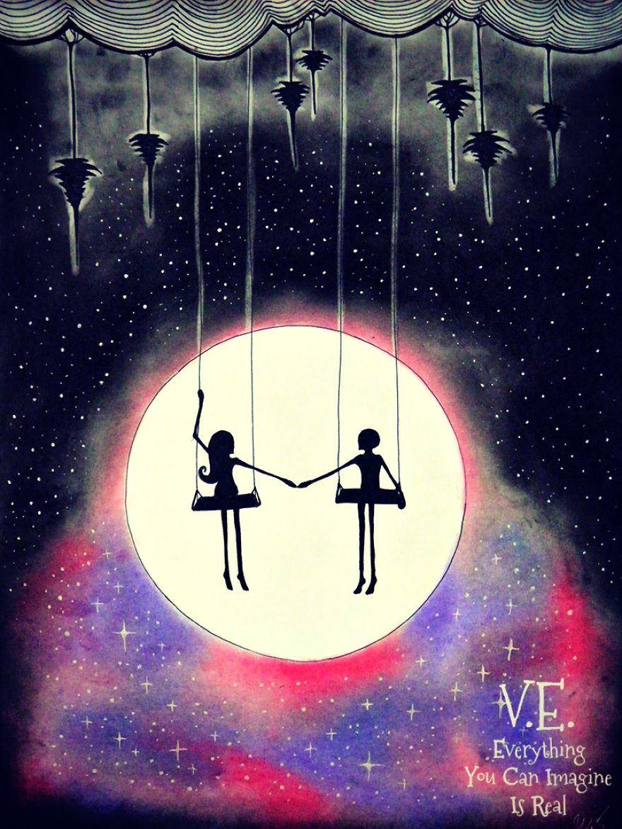 Dream like Fantasy Drawings Done With Pen And Pastel Bored Panda