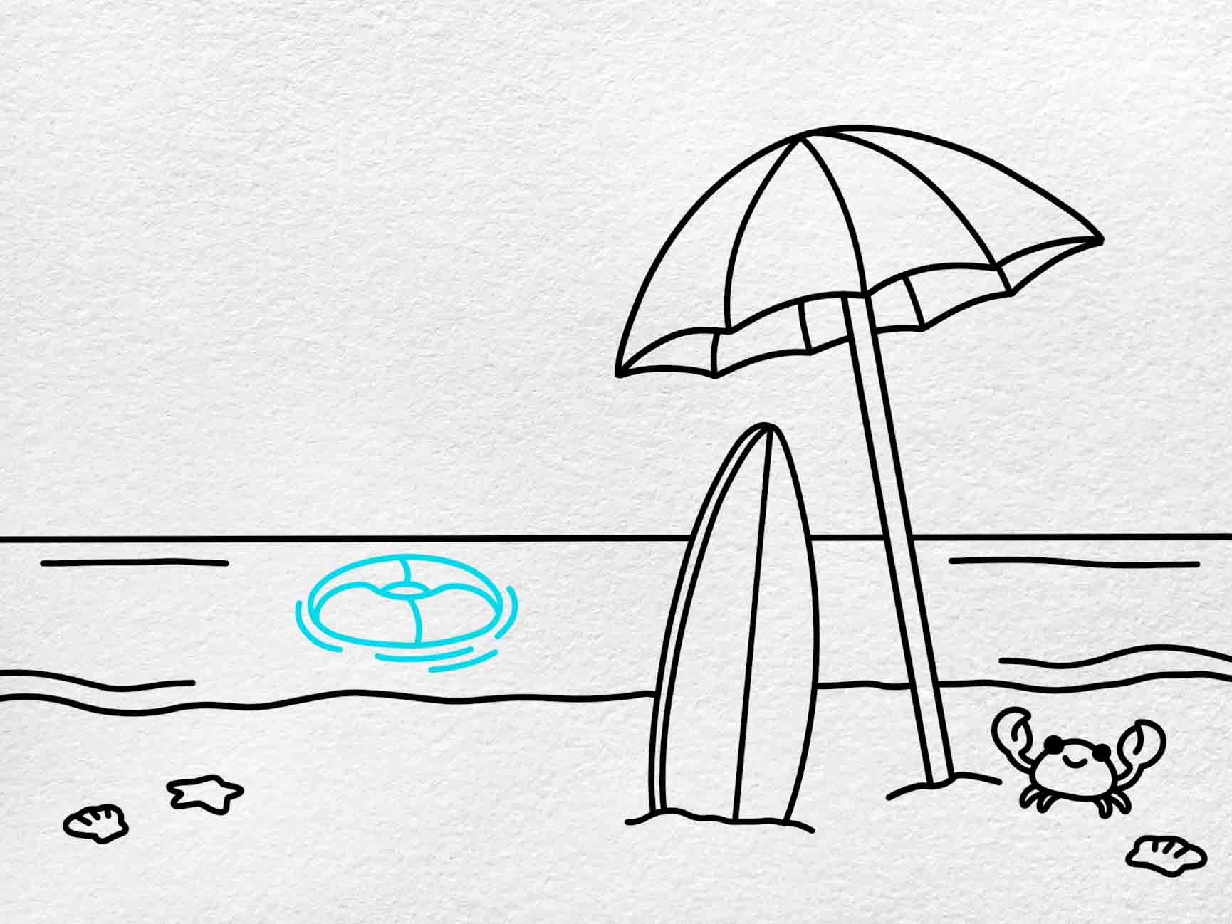 Easy Beach Drawing HelloArtsy